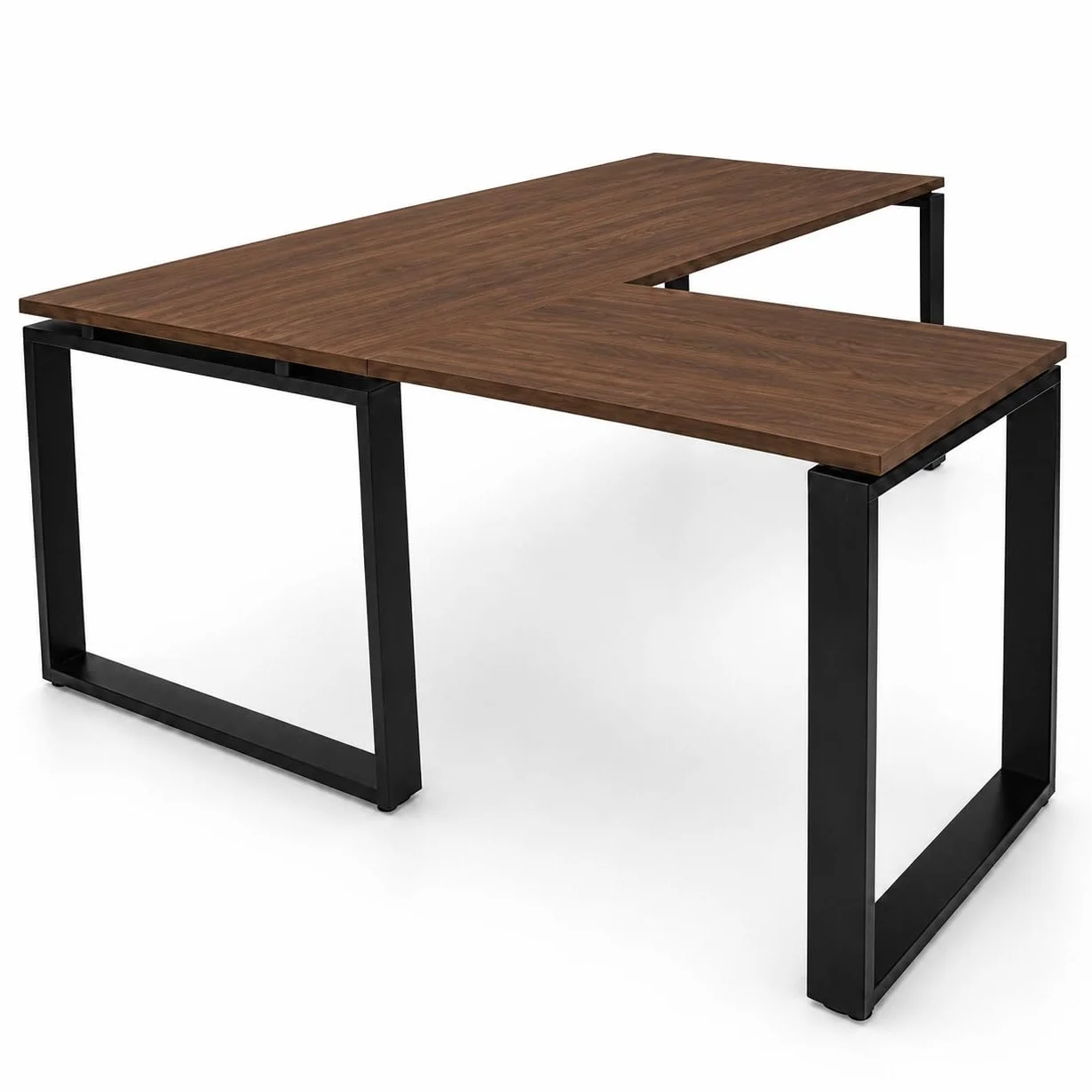 Escritorio en L Izquierda para Oficina. Mesa Esquinera con Estructura Metálica Negra. Mesa de Ordenador para Teletrabajo, Estudio y Gaming (140x80, Nogal)