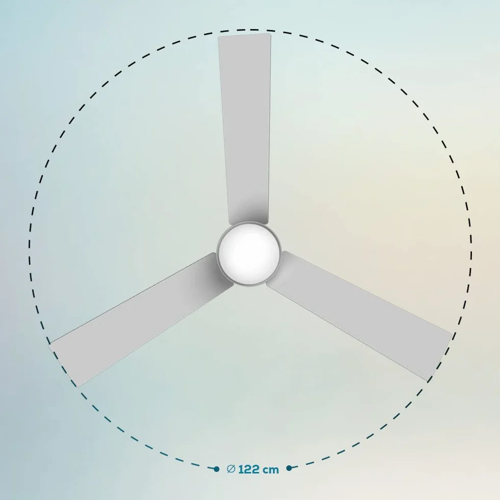 Cecotec Ventilador de Techo con Luz EnergySilence Aero 4850 Style White. 30 W, Diámetro 48" con 3 Aspas, Mando a Distancia, Motor DC, 6 Velocidades, Modo Winter-Summer y Natural Breeze