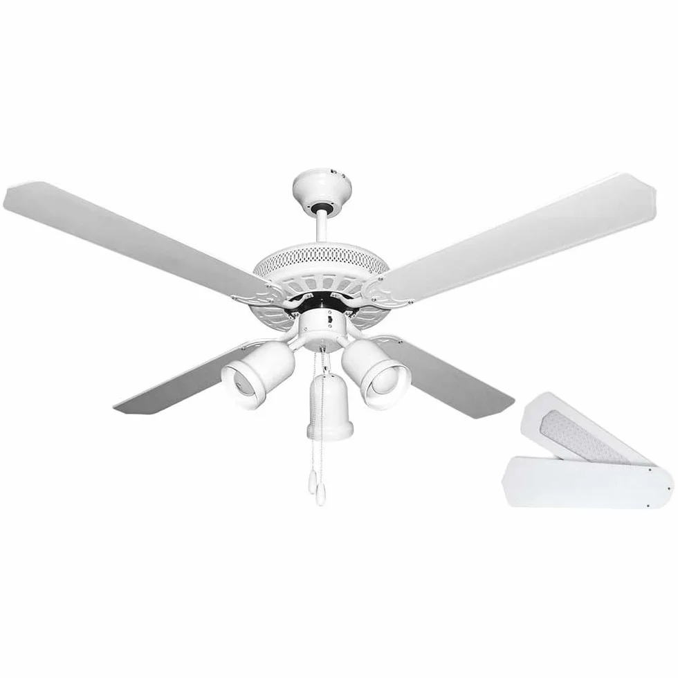 Orbegozo CT 35132 B - Ventilador de techo con luz, 4 palas reversibles, diámetro 132 cm, potencia de 60 W y 3 velocidades