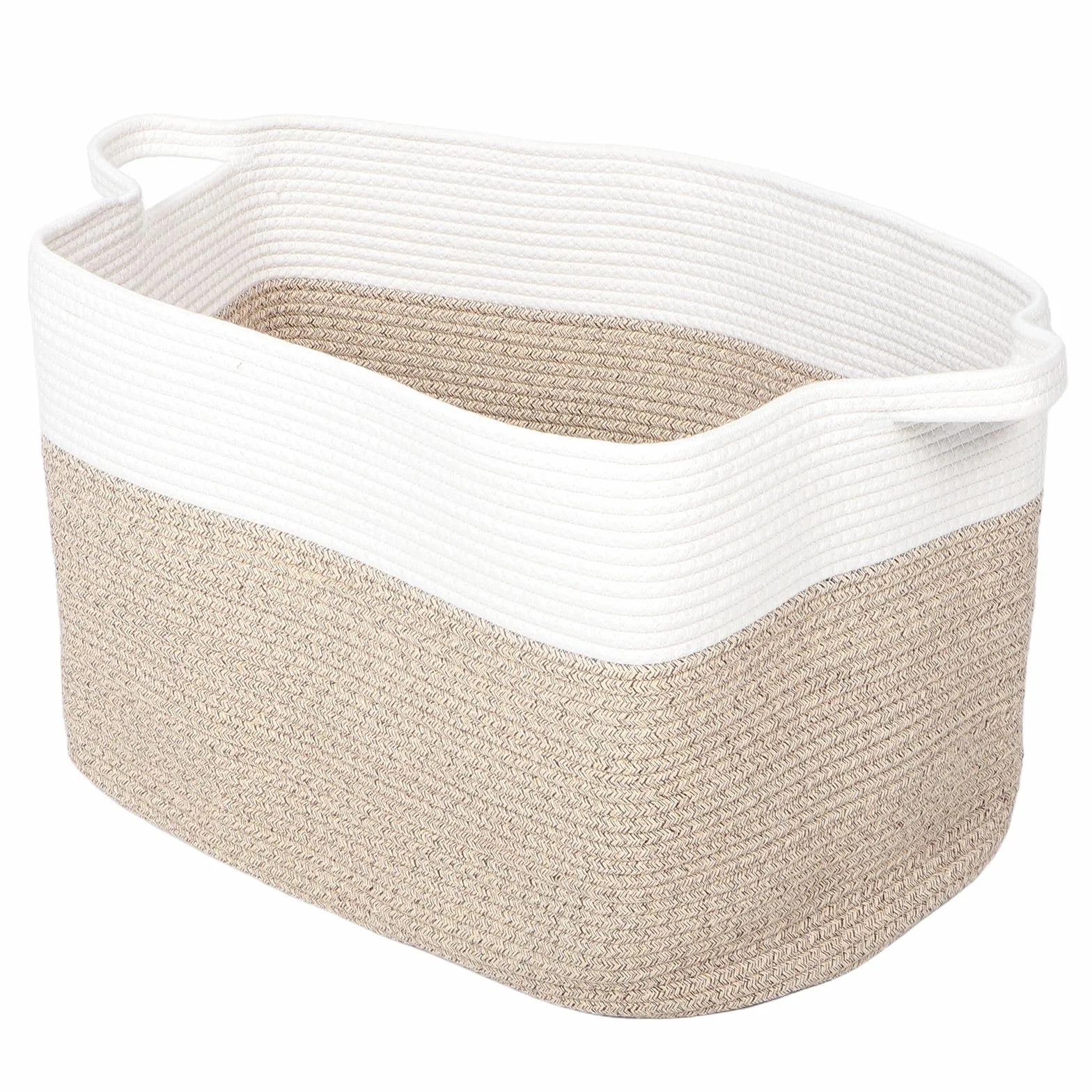 ULTECHNOVO Cesta De Almacenamiento Tejida De Algodón Cesta Extra Grande Con Asa Para Guardar Ropa Juguetes y Organizar Controles Remotos El Hogar
