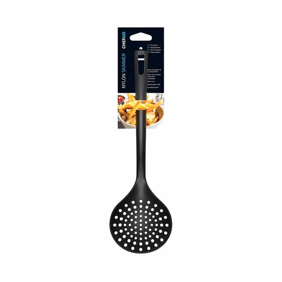 Chef Aid Skimmer de Nailon, Utensilios de Cocina Sin BPA, Antiadherente, Negro