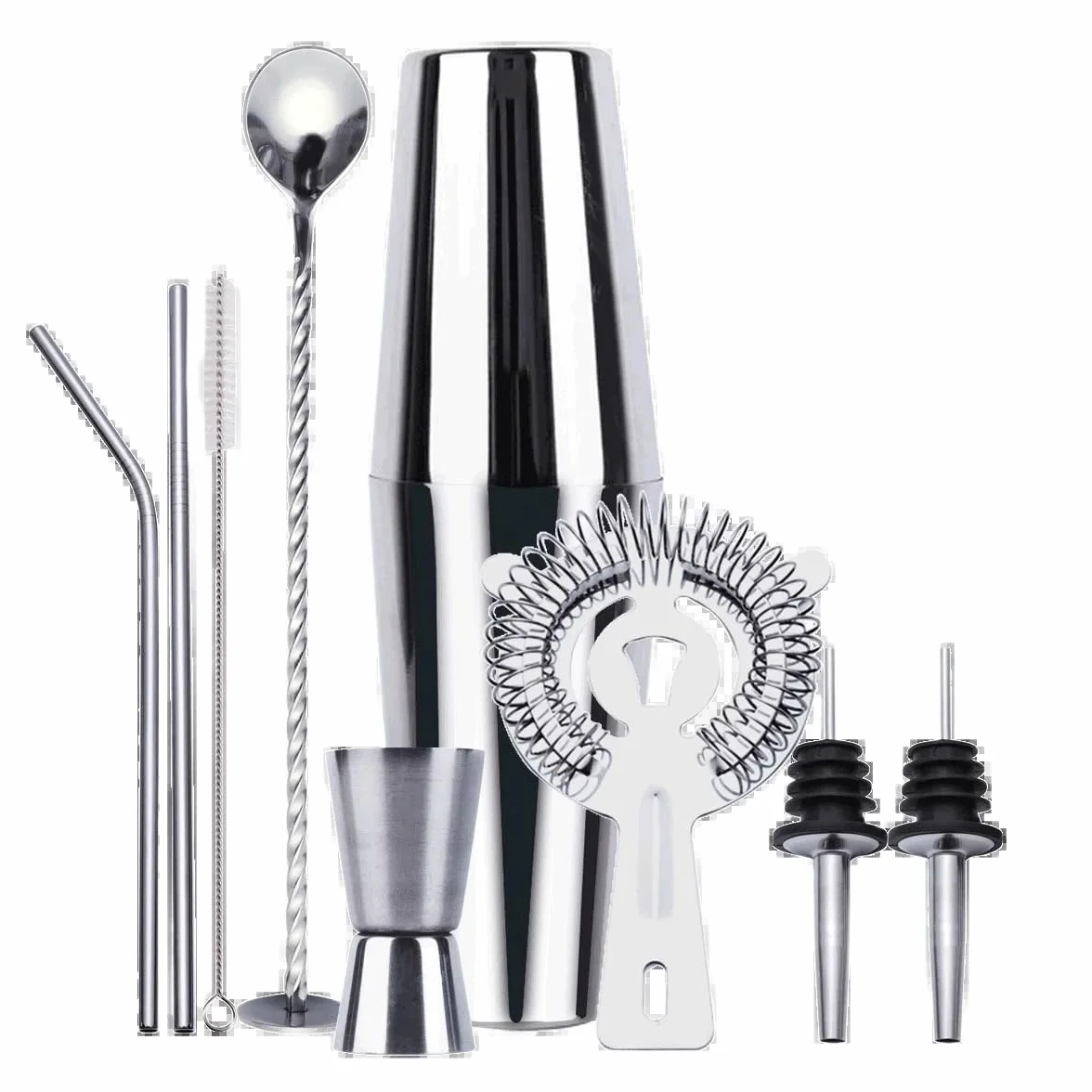 Juego de coctelera Boston, Kit de Barman, Juego de Regalo de coctelera for Bar en casa, Adecuado for Principiantes(9PCS)