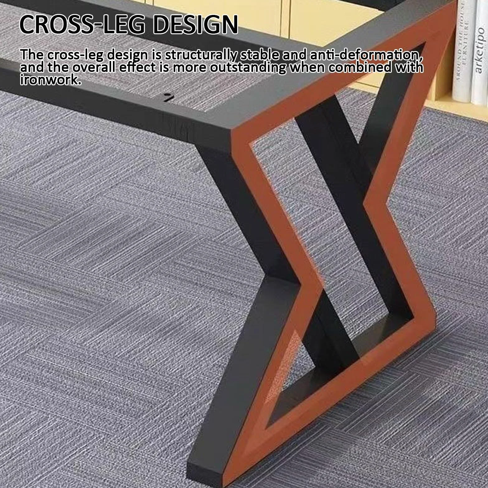 Mesa de conferencias de oficina grande, extra gruesa, marco de metal resistente, ideal para reuniones y entrenamiento, asientos de 4 a 8 personas, diseño moderno para espacios profesionales
