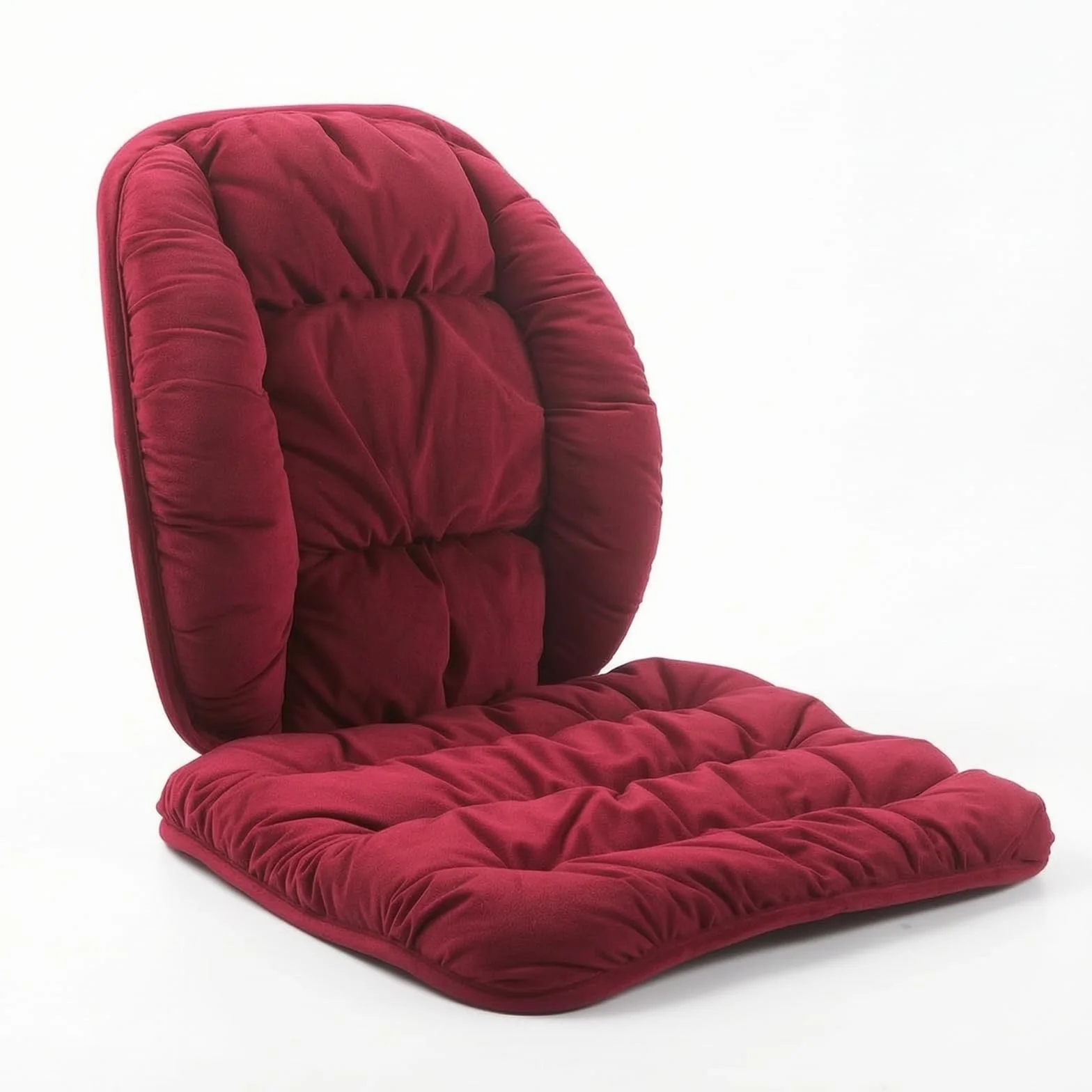 predolo Cojín Silla con Respaldo Cómodo Cojín con Respaldo Acolchado para Oficinistas, Teletrabajadores, Oficina, Teletrabajo, Estudio, Rojo Vino, Cojín 48X48cm + Soporte Lumbar