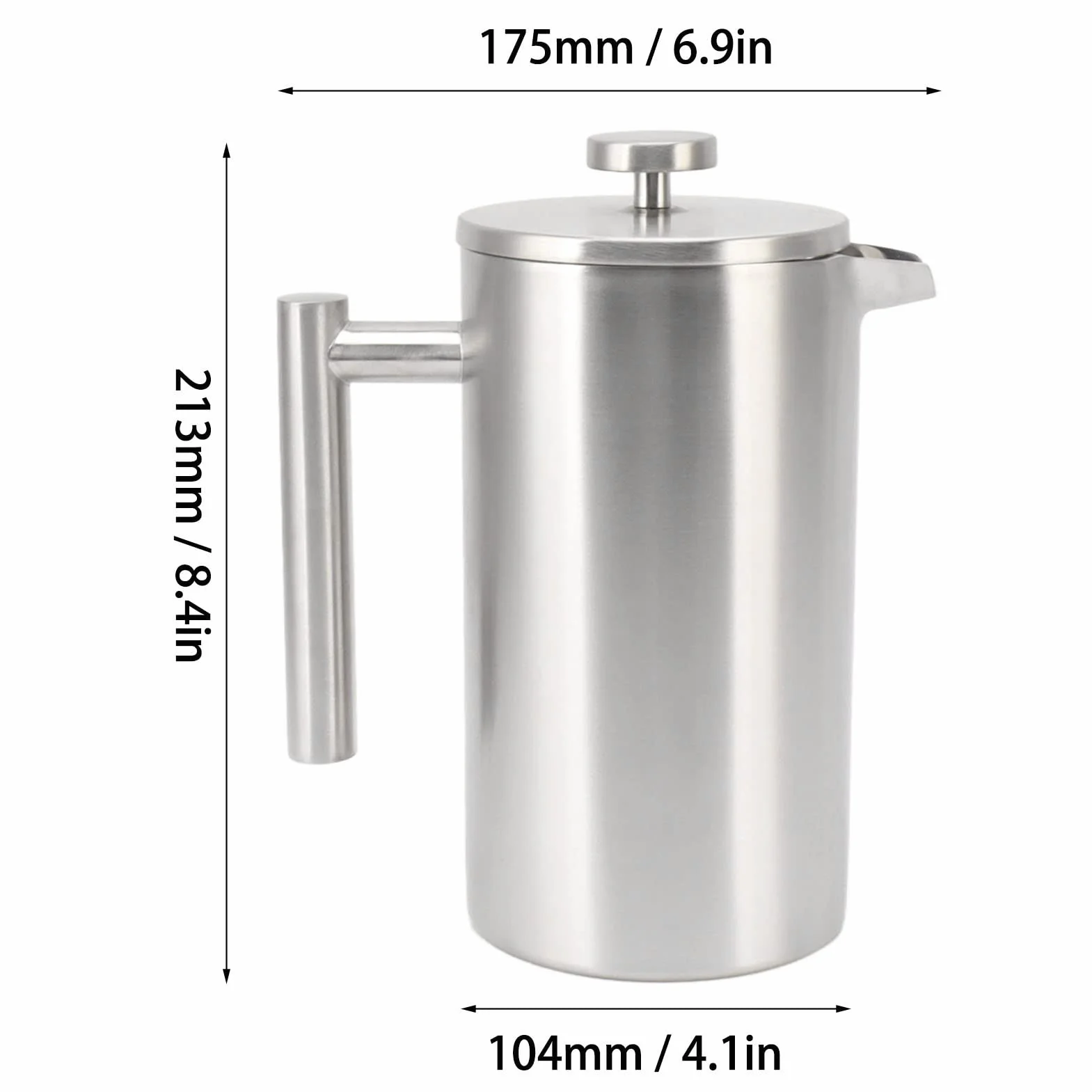 Cafetera De Prensa Francesa 1L/35.1Oz,Cafetera De Prensa Francesa De Acero Inoxidable Con Filtro,Prensa De Café Con Aislamiento De Metal De Doble Pared,Apto Para Lavavajillas