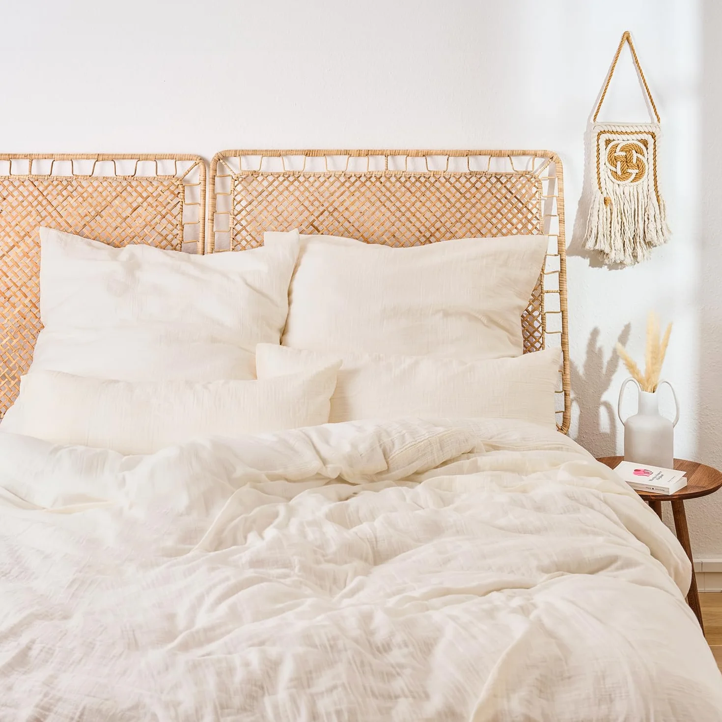 Blumtal Ropa de Cama 200x220cm - Oeko-Tex Certificado - Algodón Muselina Beige - Funda nórdica + 2 Funda de Almohada 80x80 - Ropa de Cama 200x220 - Unisex - Made in Europe