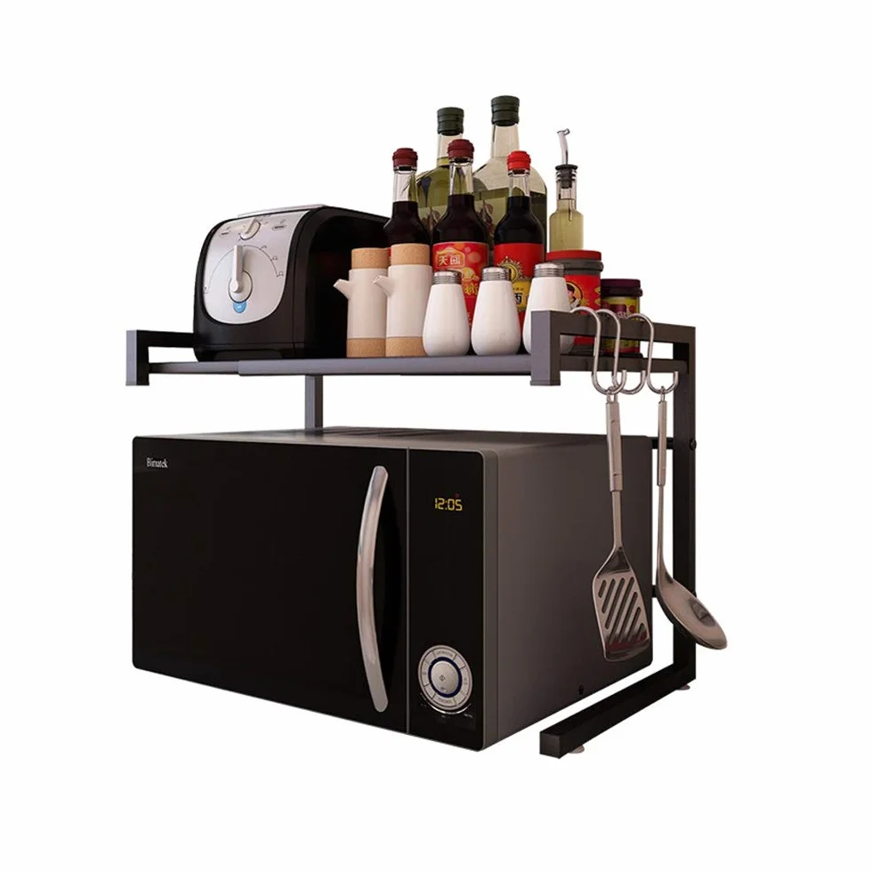 Vinteky Estante de Horno para Microondas, Estantería de Cocina, Ideal para Colgar Multifuncional Organizador Estantería Cocina, Negro
