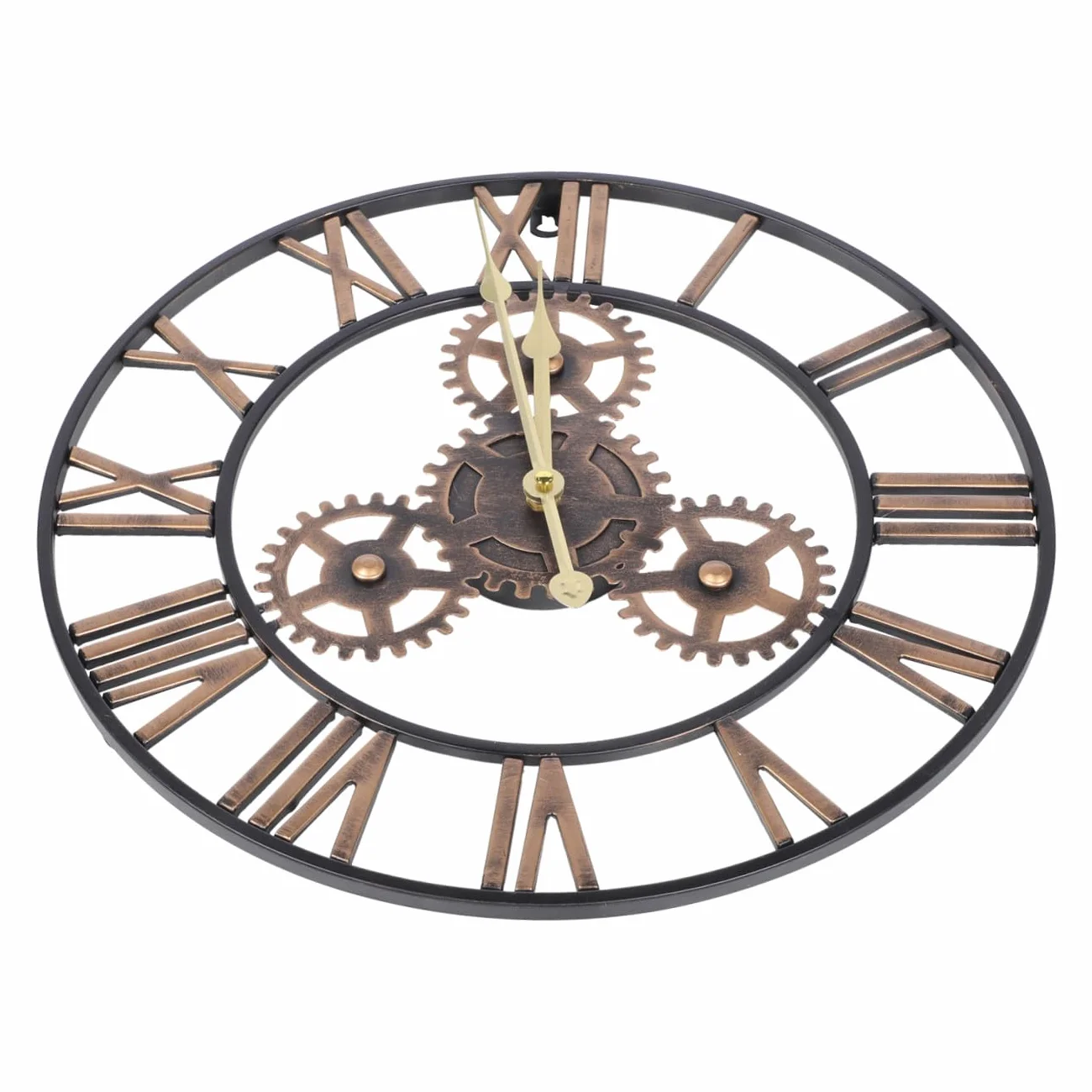 Reloj de Pared Redondo de Hierro Estilo Industrial Americano para Decoración de Sala y Dormitorio