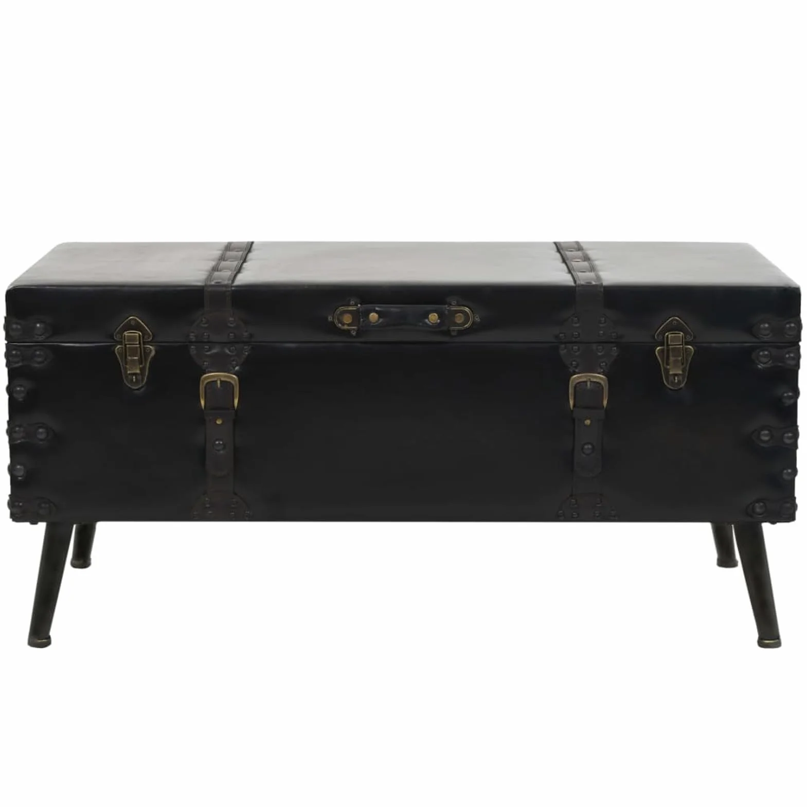 Gecheer Mesa de Centro Vintage con Almacenamiento, MDF y Cuero Artificial, 102x51x48 cm Modelo LYKLRZJ-245760ES