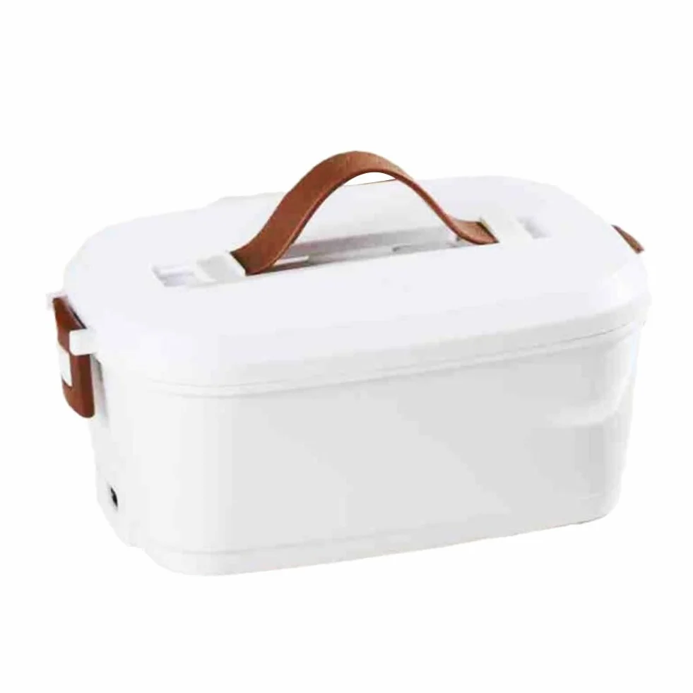 Fiambrera Eléctrica 2 en 1 de Acero Inoxidable for Coche,Fiambrera Térmica,Fiambrera Bento a Prueba de Fugas con Cubiertos for Trabajo/Hombre/Coche/camión/Camping(White (Without Car))