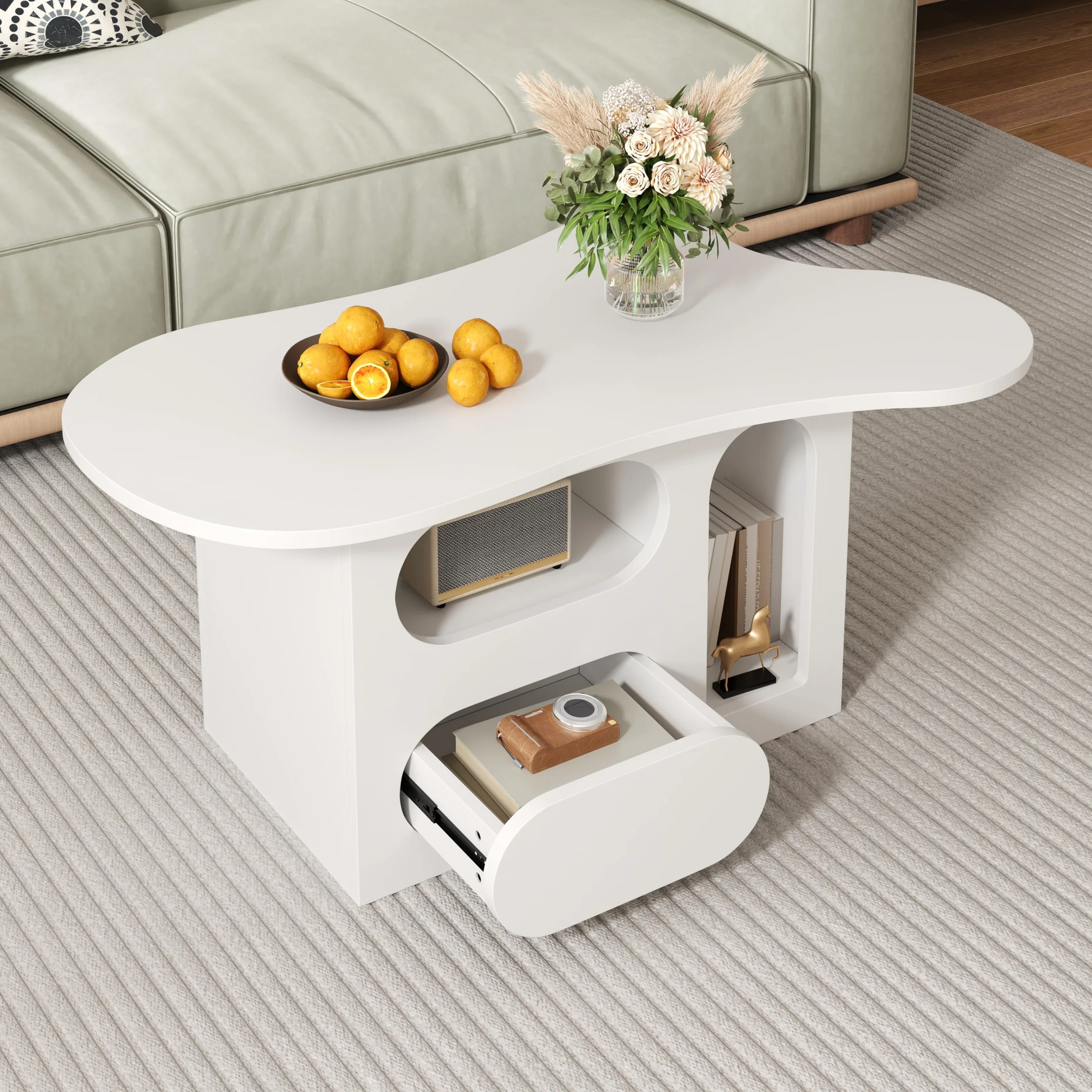 Fasba Mesa de Centro en Forma de Nube con Almacenamiento, Ideal para familias con niños y Mascotas Modelo FCLYD-N621P287654W