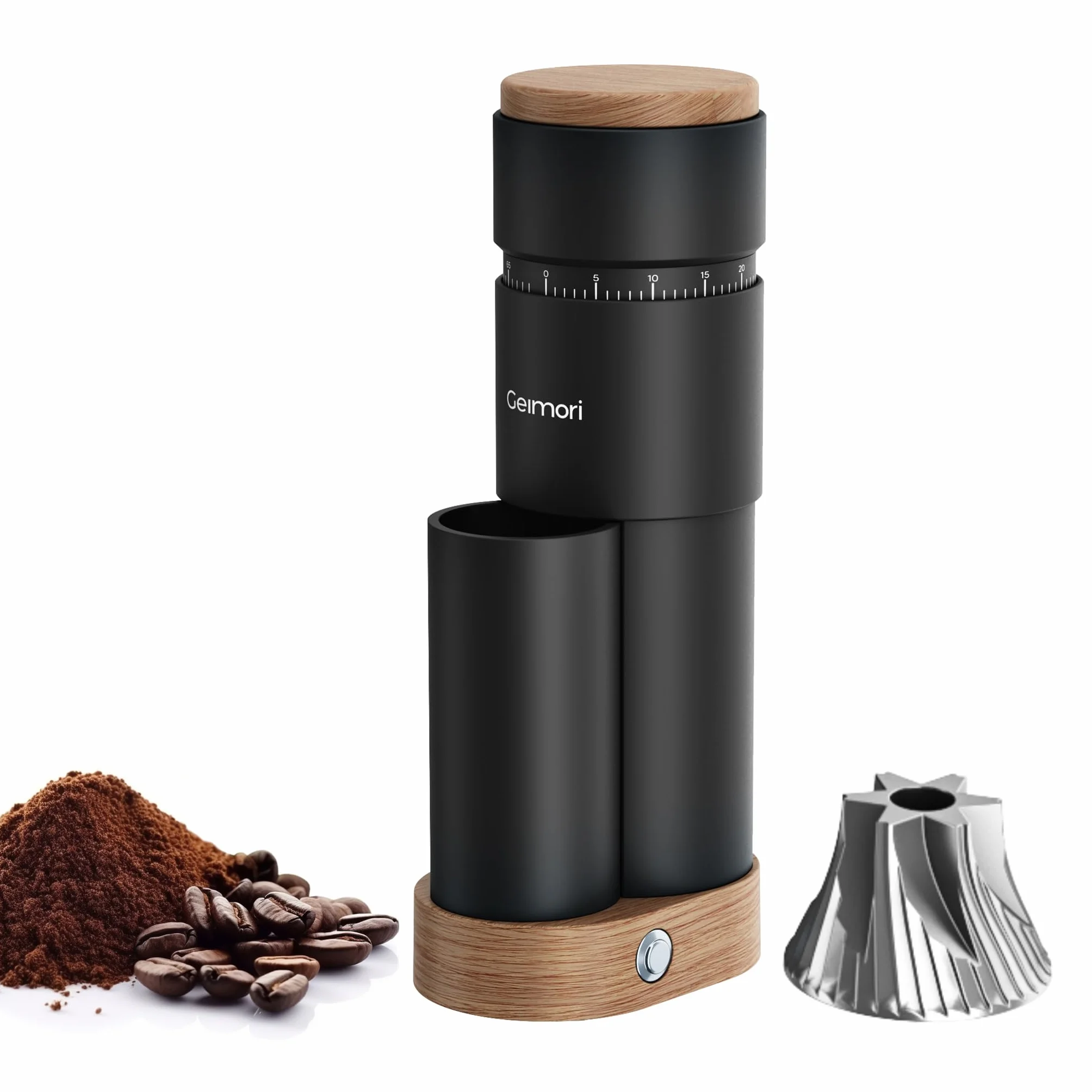 Molinillo de café wirsh Geimori T38 Plus, molinillo eléctrico portátil con rebaba cónica, ajustes de molienda continua de fino a grueso para espresso, goteo, prensa francesa, uso doméstico y de viaje