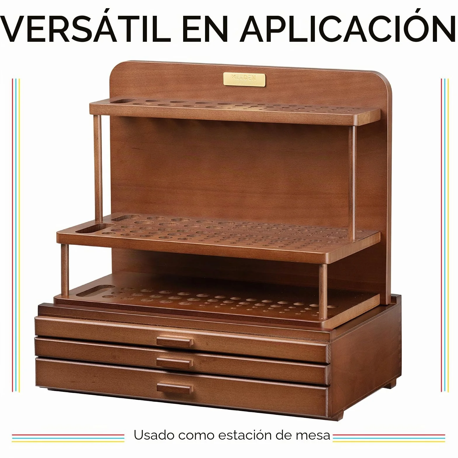 MEEDEN Pro Caja de almacenamiento para artistas, 3 cajones, madera maciza de haya, cajones organizadores portátiles para pasteles, lápices, bolígrafos, pinceles