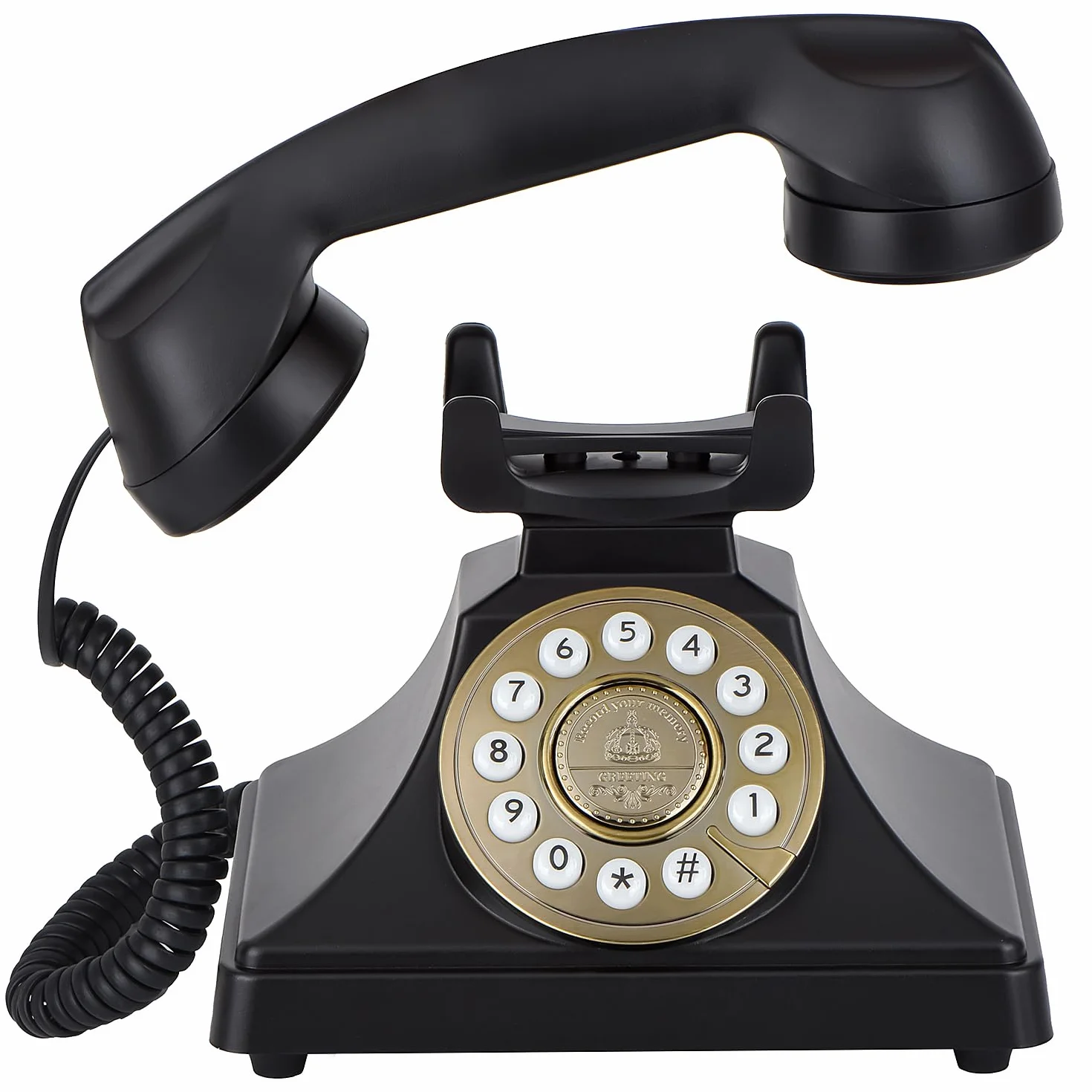 Libro de visitas de audio para boda, teléfono retro inalámbrico, grabación de mensajes de voz personalizados para bodas, fiestas y banquetes, estilo clásico, baja radiación, negro