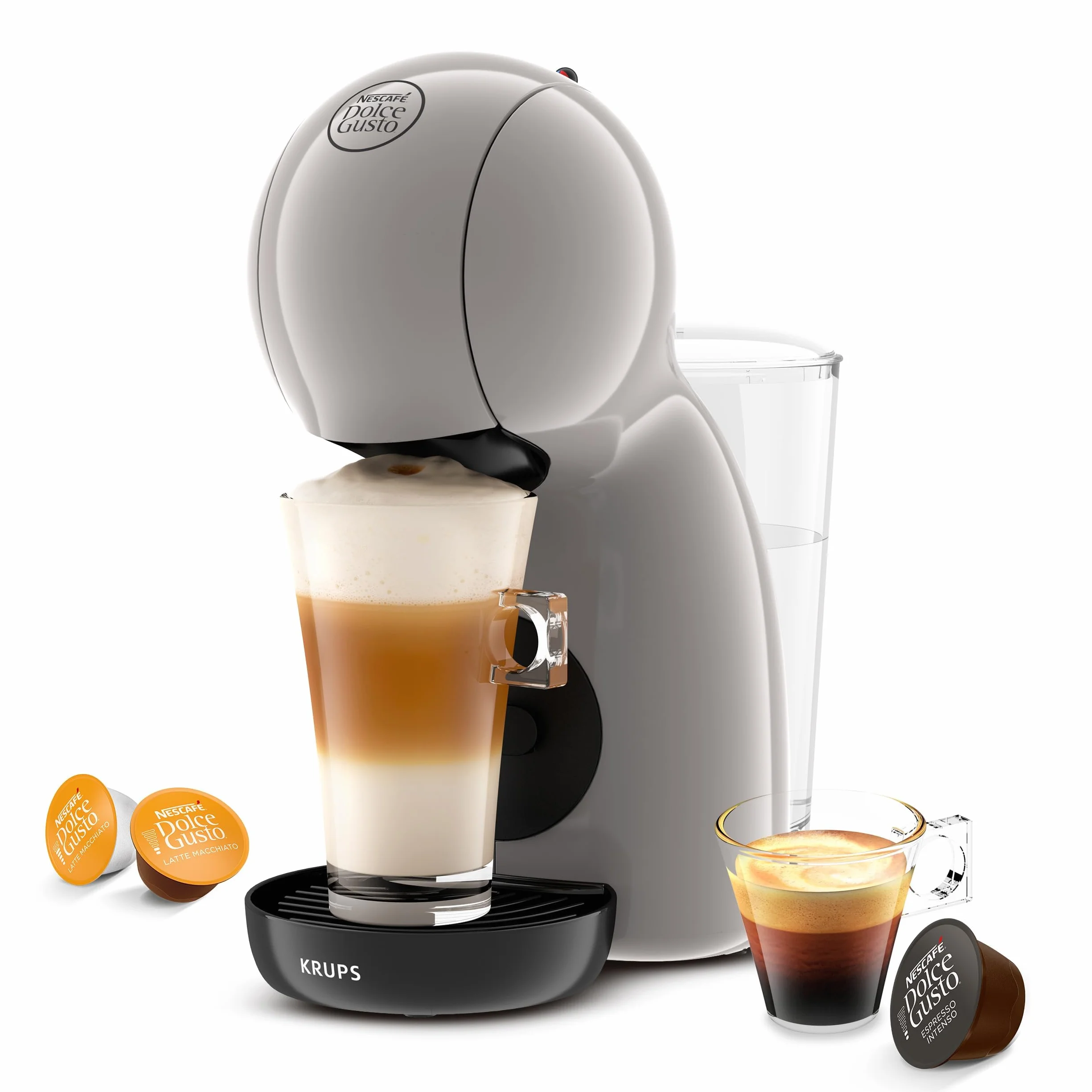 Krups Piccolo XS, Máquina de cápsulas multibebida,ultracompacta, espresso de alta presión, compatible con cápsulas NESCAFÉ® Dolce Gusto®, Taupe