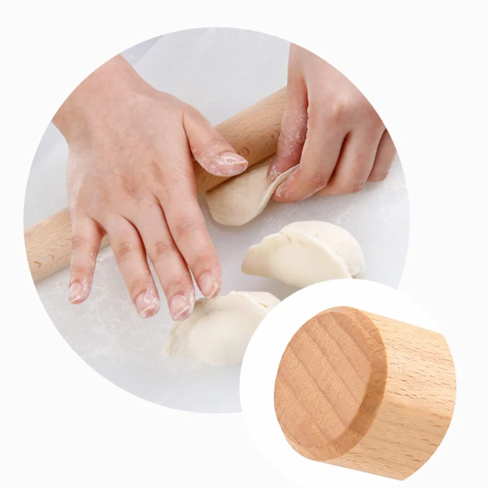 Rodillo de madera Rodillo para masa Rodillo de amasar de madera maciza de primera calidad for hornear y cocinar - Herramienta de cocina versátil for fondant, galletas, pasteles y fideos - Tamaño: 50x3