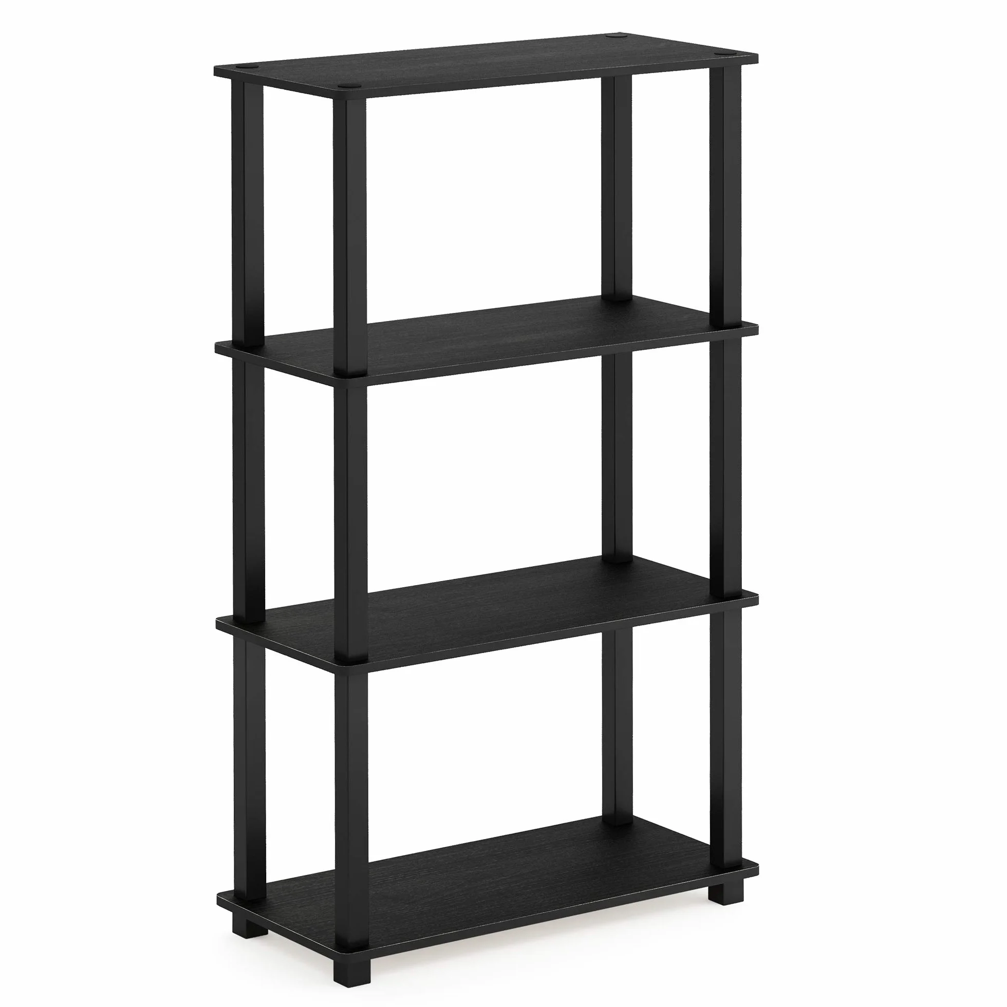 Furinno Estantes sin herramientas Americano/Negro Tubería rectangular | Estante esquinero de marco abierto, para organización y almacenamiento, sala de estar, garaje, oficina en casa