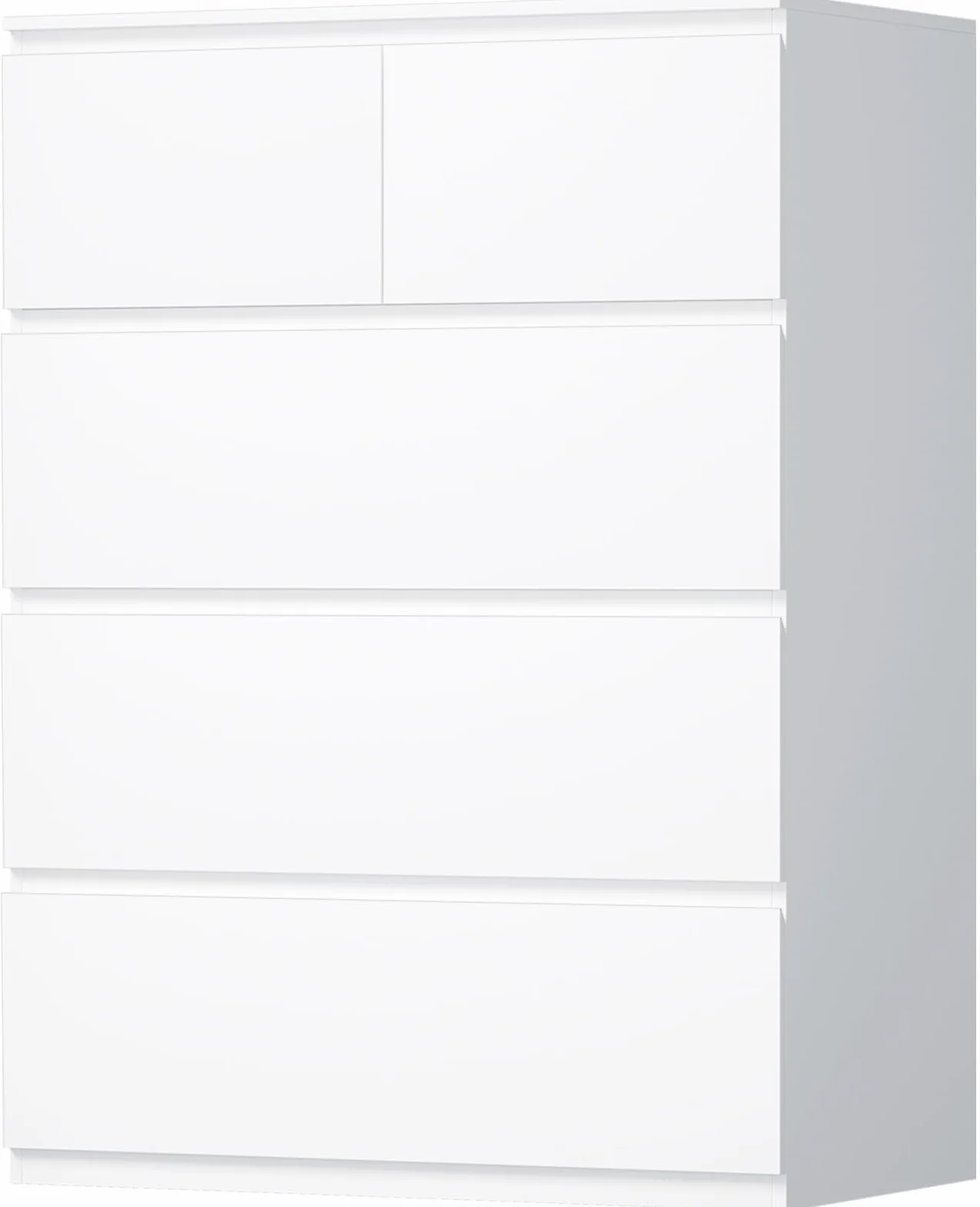 BEWISHOME Comoda Dormitorio,Cajonera con 5 Cajones,Cajonera Blanca,Comodas y Cajoneras,Cómoda Moderno para Pasillo,Salon,Tirador Oculto,68x38x94 cm,EKCG07W