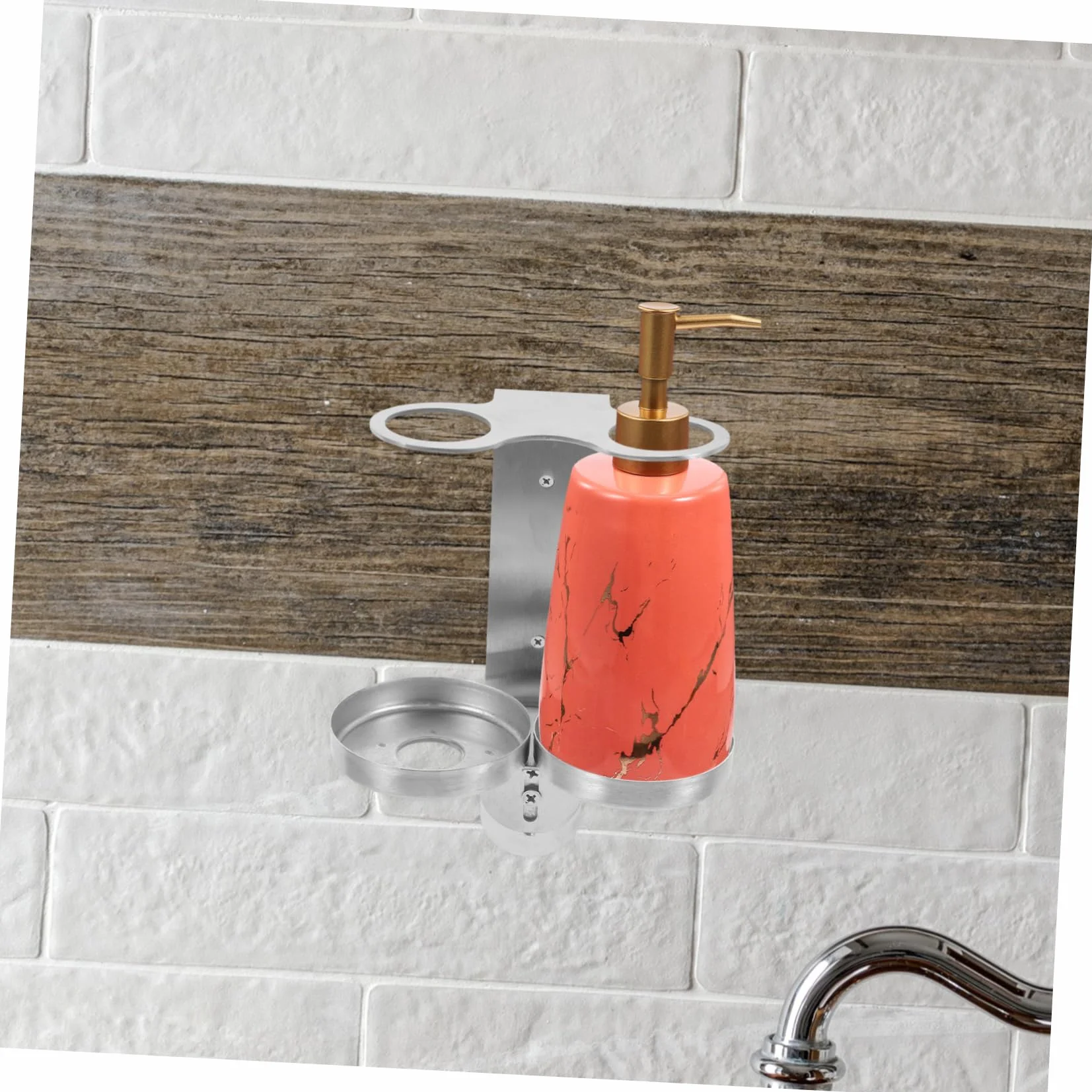 Cabilock Soporte de Pared Acabado Fino y Fácil Mantenimiento y Botellas de 6cm en Acero Inoxidable Plata para Dispensador de Jabón de Manos y Champú Adecuado para Ducha