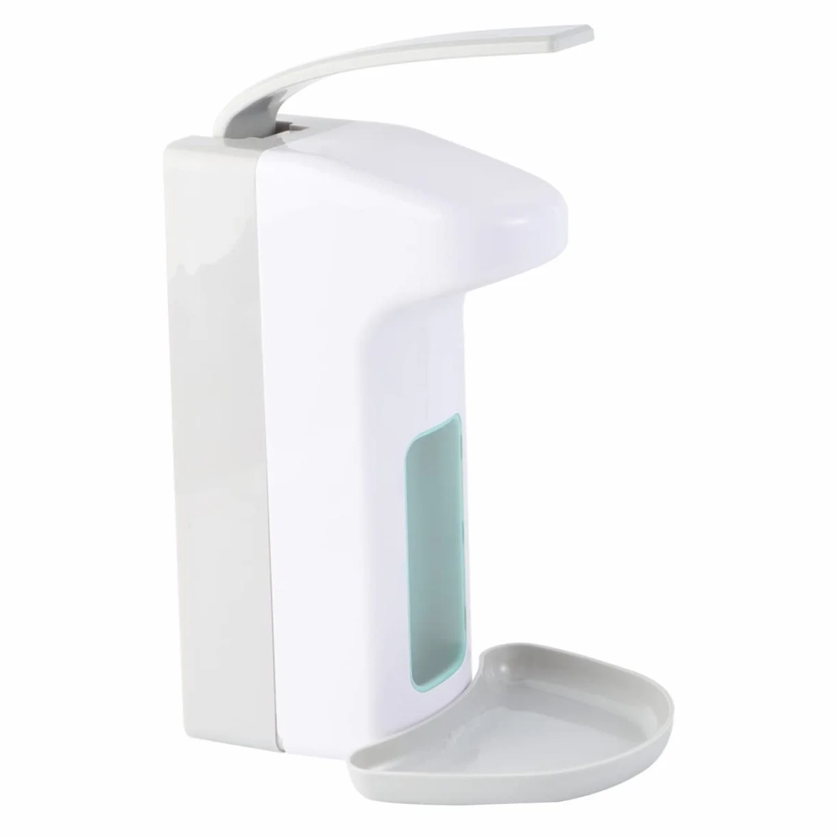Dispensador de Jabón Líquido de Pared 1000ml Acero Inoxidable Abs | Blanco, Operación Manual Pulsador de Codo, 1 Pieza, Formato Colgante para Hotel y Hogar