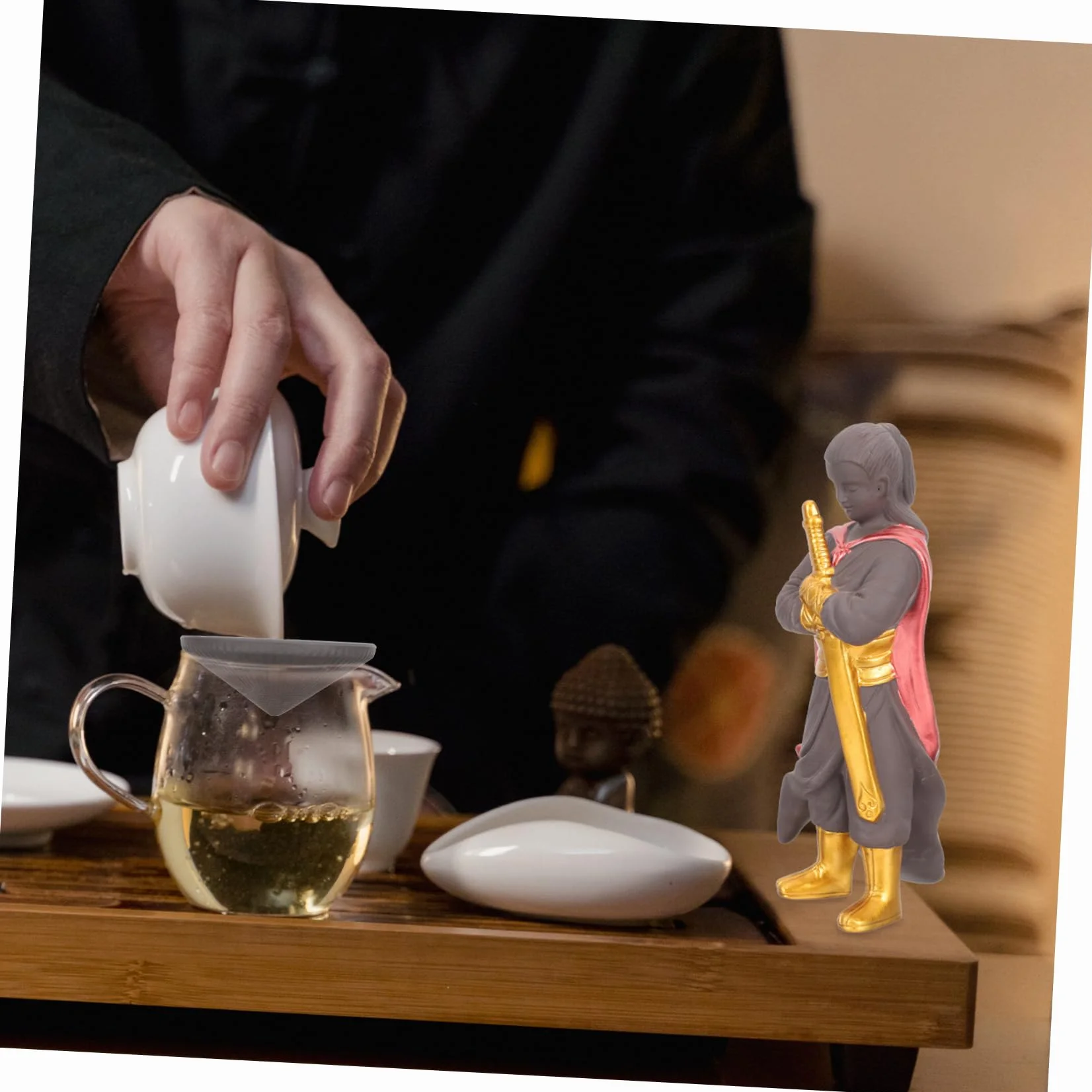 ORFOFE Infusor de Té Decorativo de Cerámica para Ceremonia Kung Fu | Acabado Creativo y Sencillo, Artesanía Fina, Pieza para Inauguración del Hogar