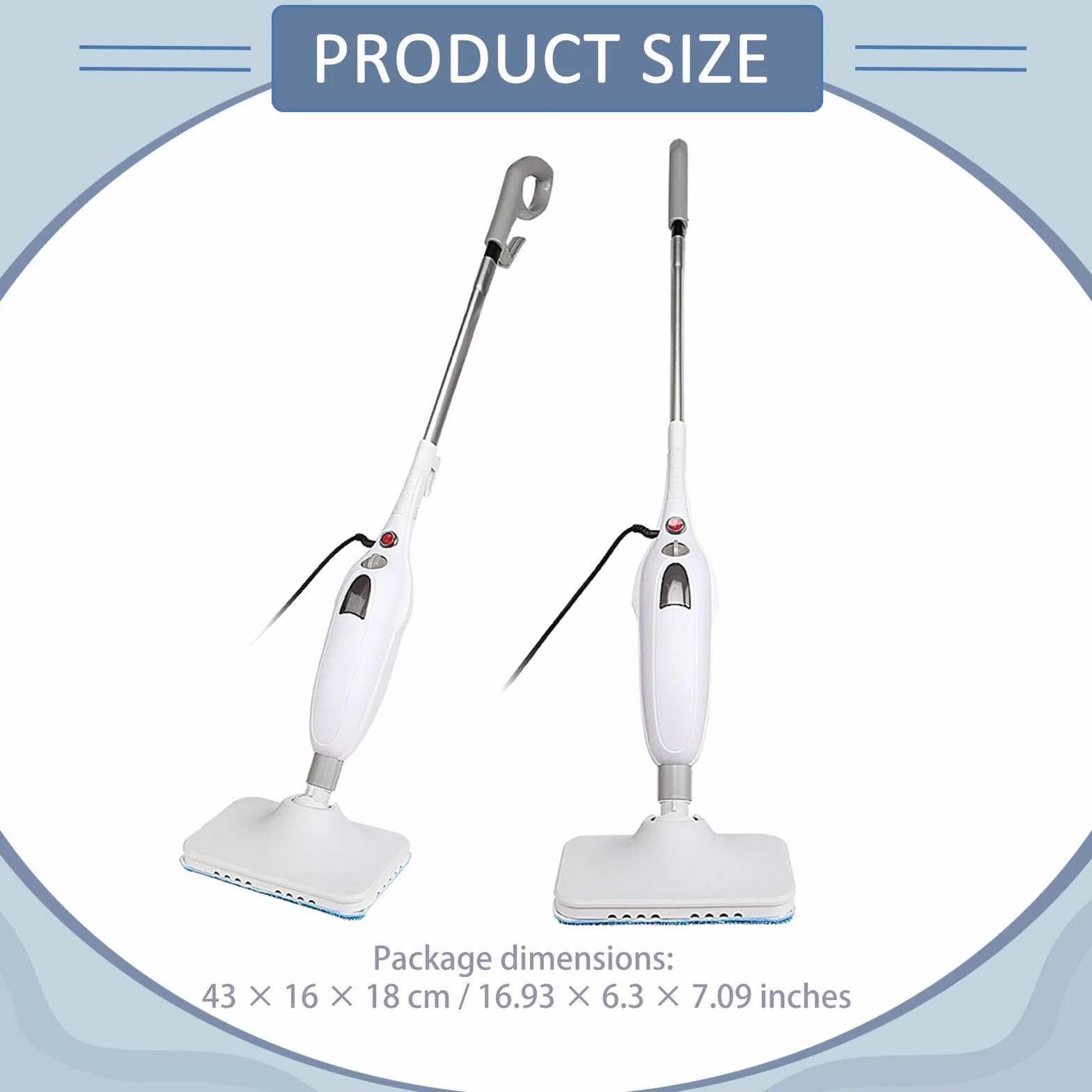 Steaming Mop de Limpieza Profunda Limpiador para Pisos y Alfombras Mopa Eléctrica Portátil Vaporizador Removible Adecuada para Familias y Ambientes