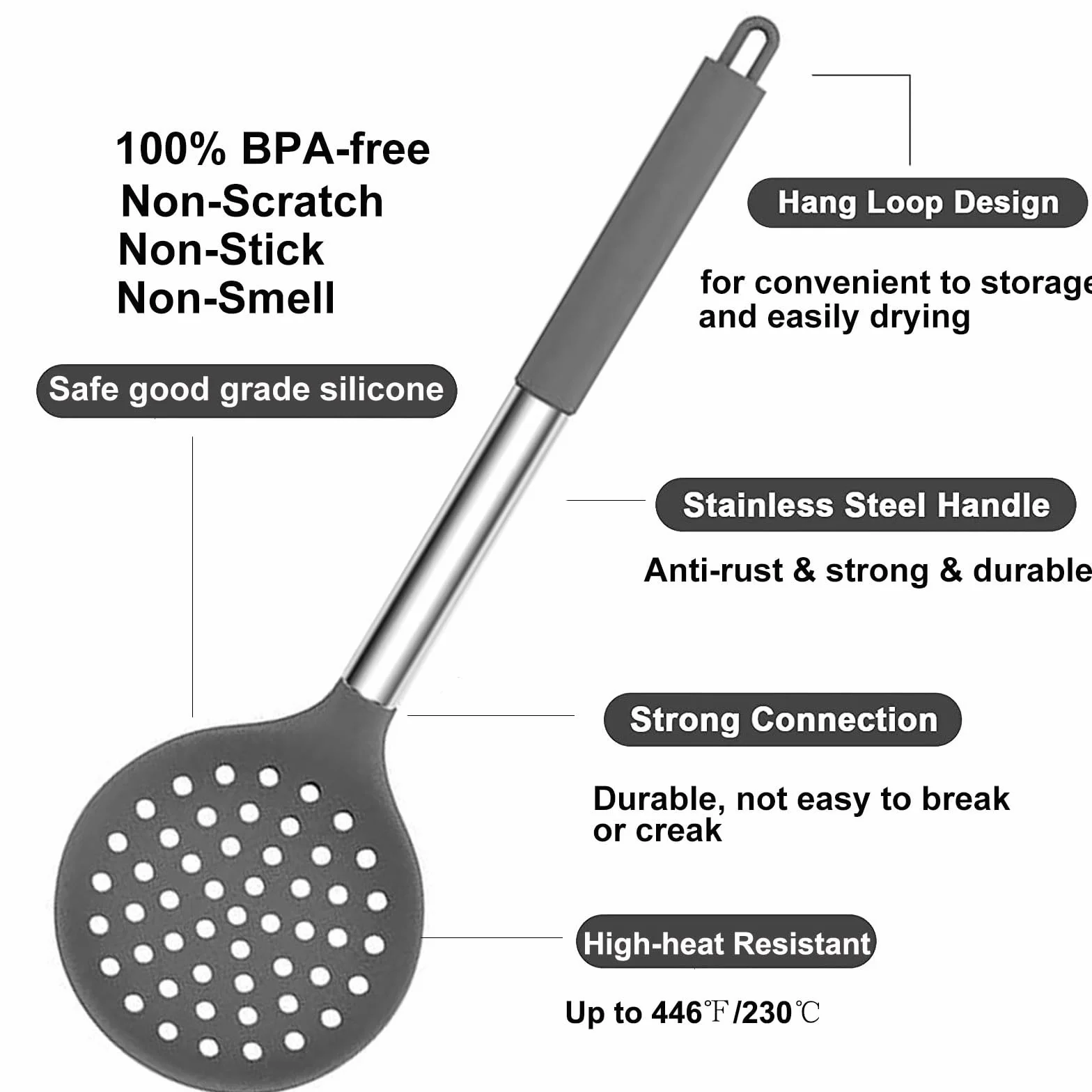 Juego de utensilios de cocina, juego de utensilios de cocina de silicona, espátula y cuchara, utensilios de cocina antiadherentes y resistentes al calor con mango de acero inoxidable, 44 piezas,