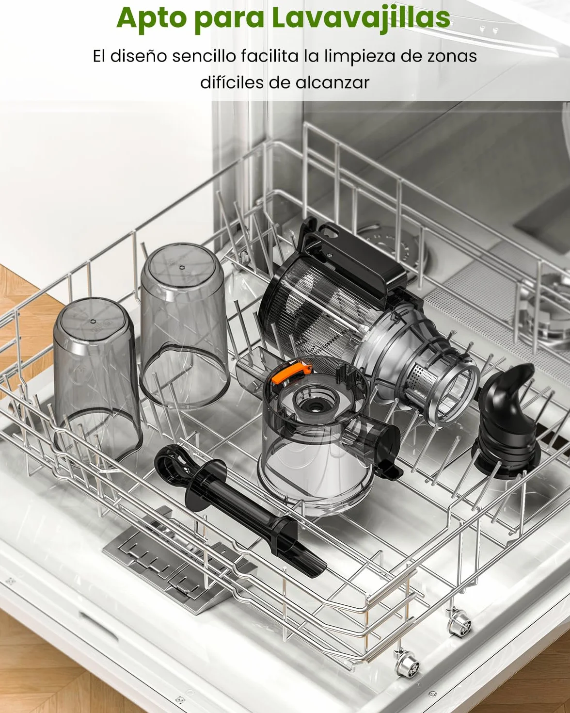 LINKChef Slow Juicer 200W Boca Ancha 115mm Prensado en Frío Sin BPA Negro