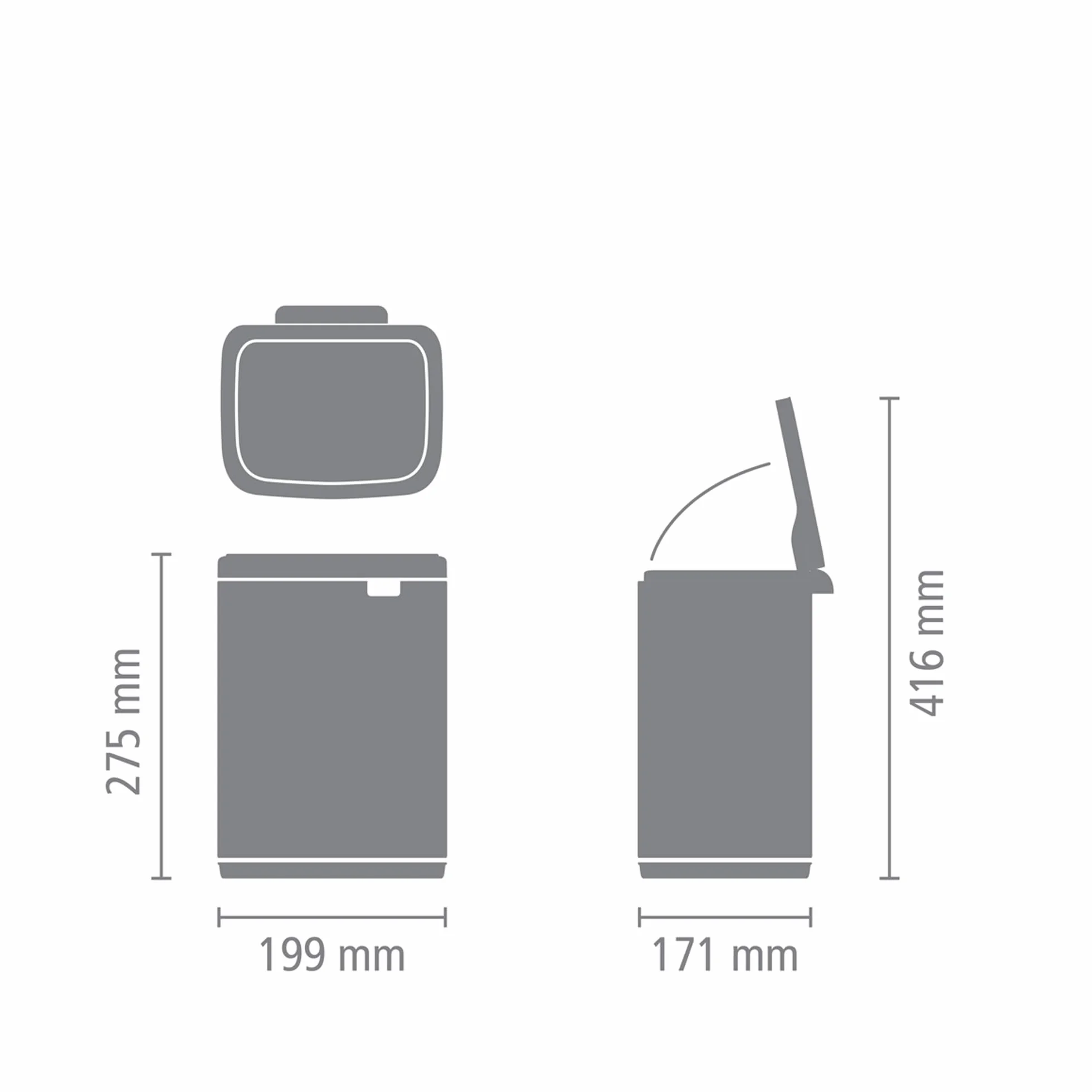 Brabantia Cubo de basura Bo 4 L Negro Mate Tapa apertura fácil cierre suave Montaje en pared