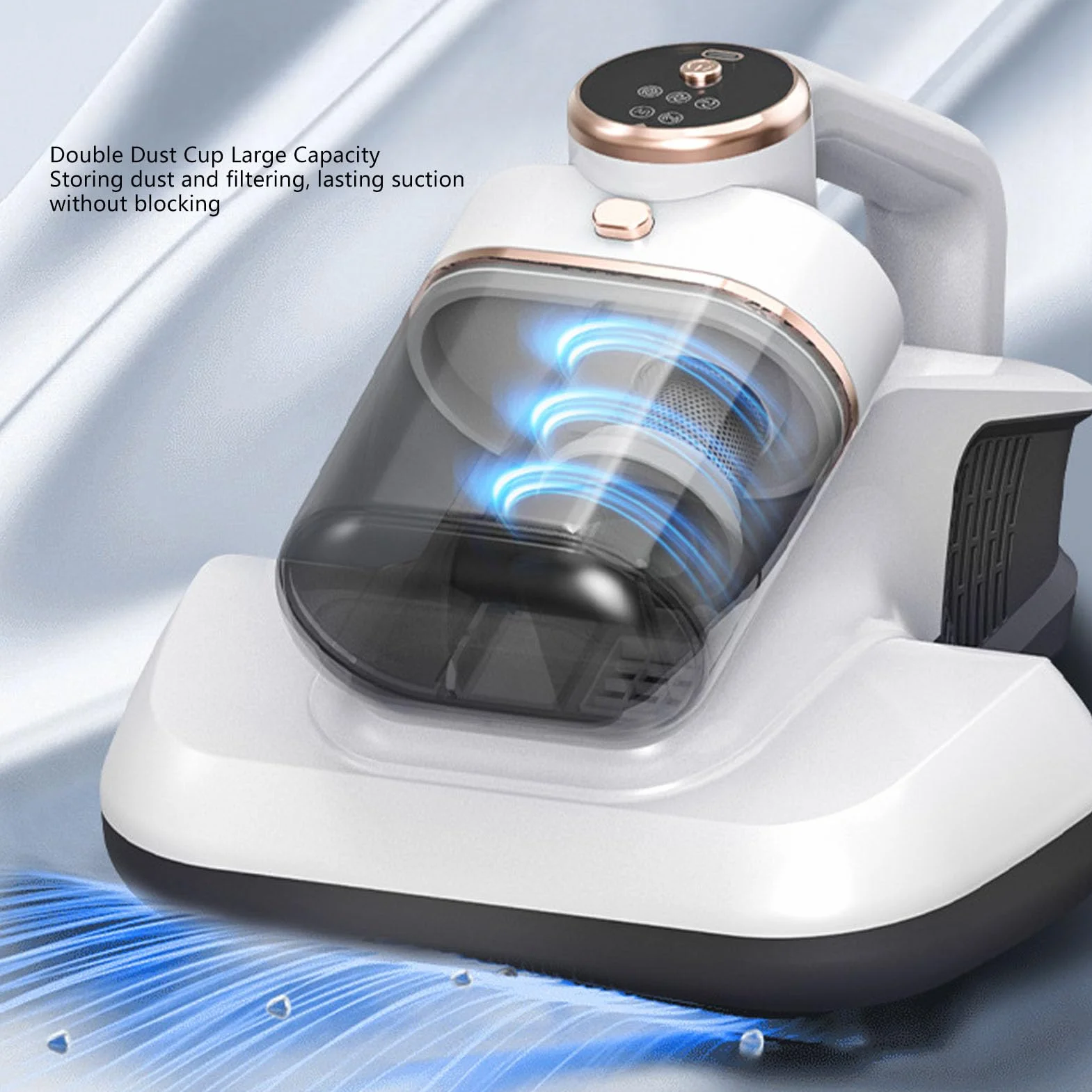 KIMISS Aspirador de Colchones con Fuerte Succión de 16Kpa para una Limpieza Profunda - Limpiador de Mano Inalámbrico para Sofás y Camas con Pantalla LED
