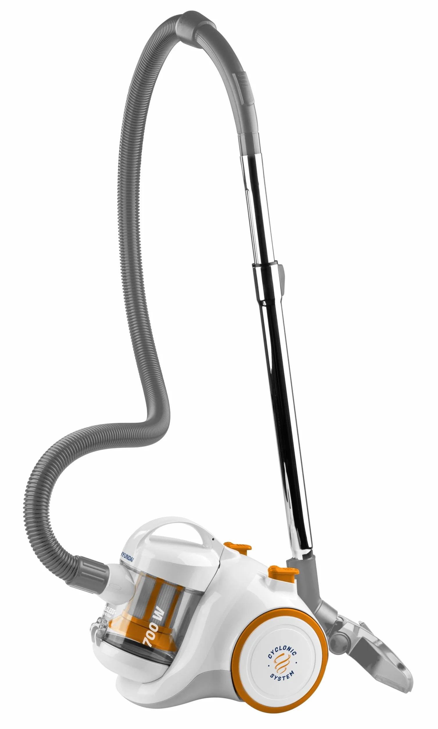 Hyundai HYUVC009 - Aspirador sin bolsa (700 W, 1,5 L, 80 decibelios), color blanco y naranja