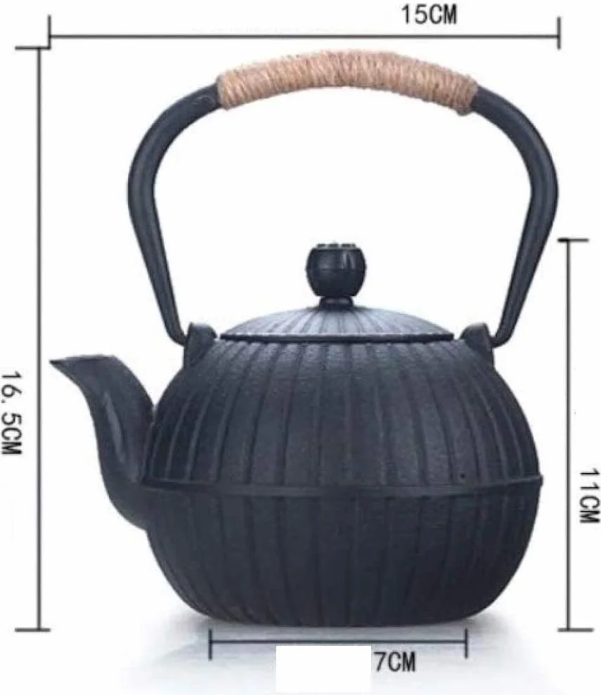 Tetera Japonesa de Hierro Tetera Hierro Fundido Tetera De 550ML, Tetera De Hierro Fundido, Tetera Pequeña De Hierro, Tetera Negra, Tetera Manual