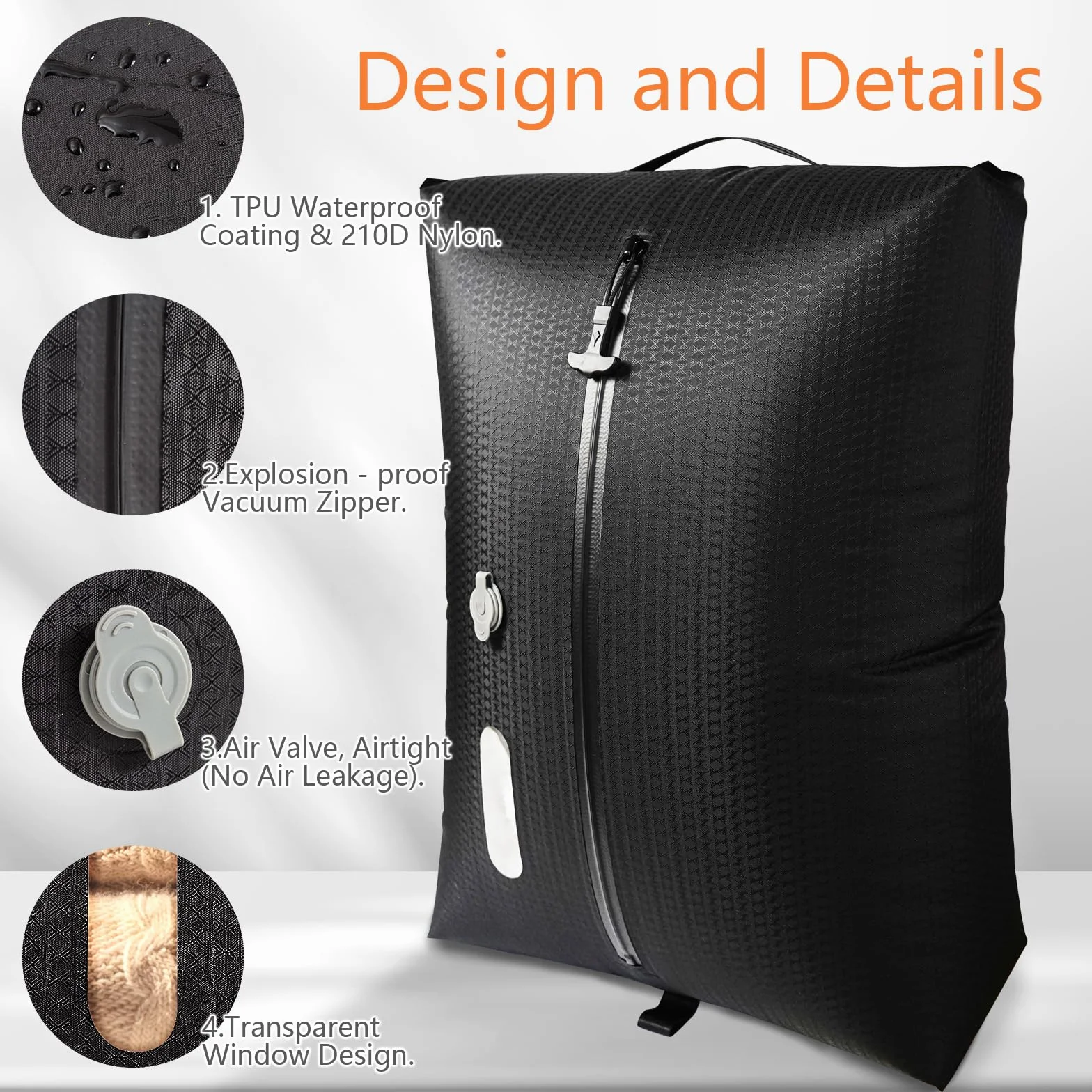 Bolsa Vacio Ropa Viaje Con Bomba Inalámbrica, Reutilizable Bolsa Compresion, Doble capa bolsas vacio, Bolsas de vacio para ropa viaje impermeabilidad IP67 Tamaño equipaje de cabina (2 pieza + bomba)