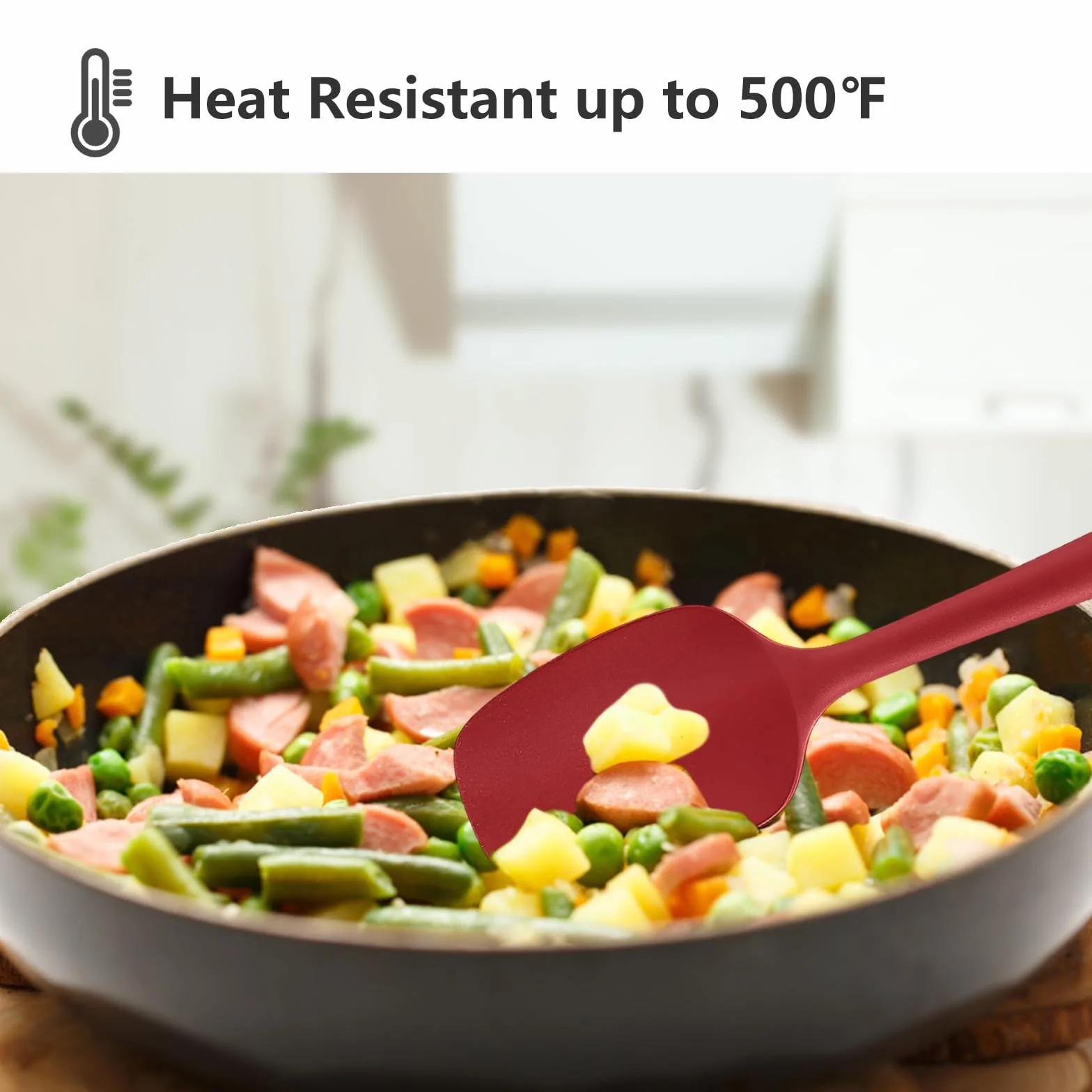 Juego de 5 espátulas de silicona rojas, resistentes al calor, juego de espátulas de cocina, aptas para lavavajillas, utensilios de cocina antiadherentes, para hornear y cocinar