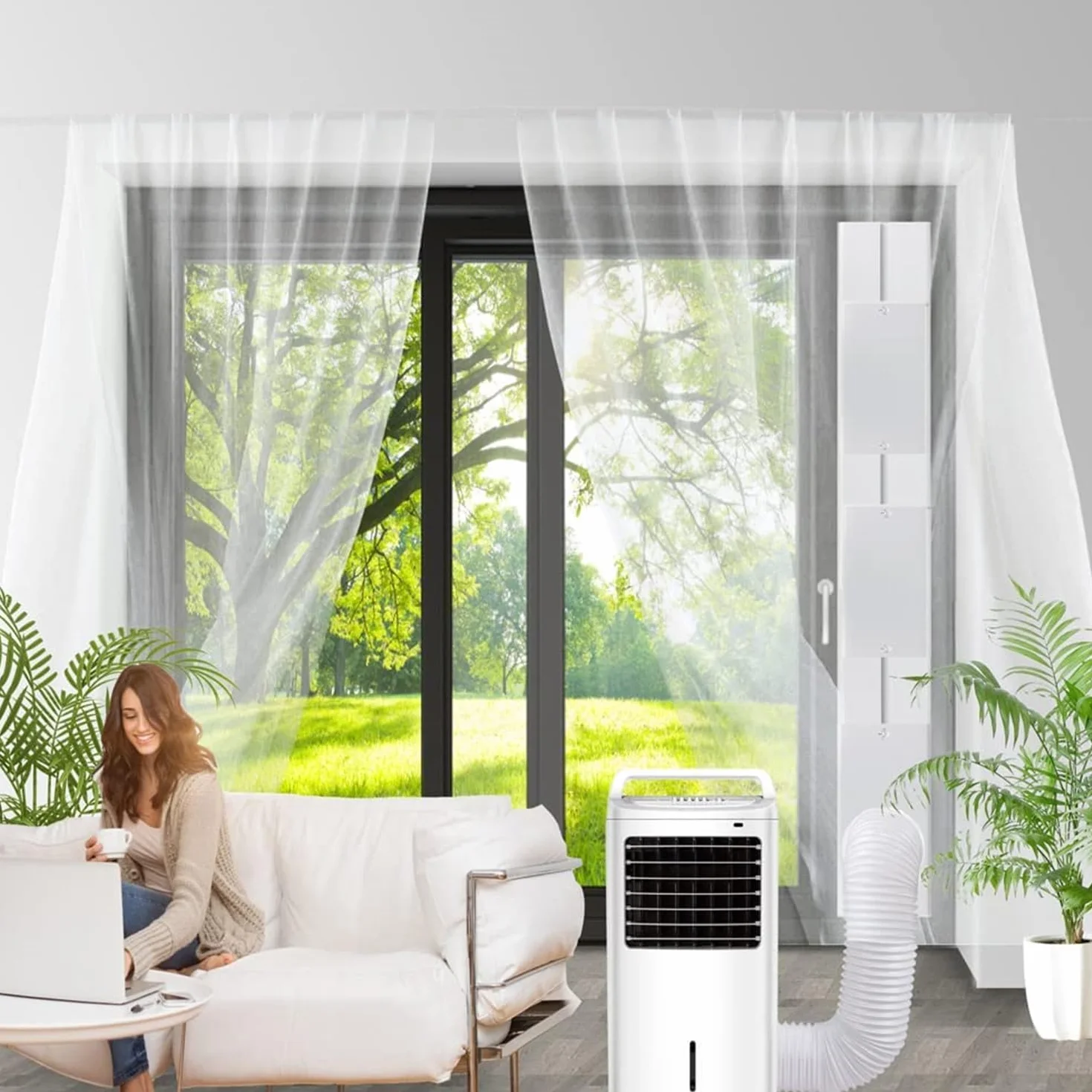 Kit Ventana Aire Acondicionado Portátil, Placas Sellado Tubo 5" 5,9" Adaptador 15cm 43-229cm