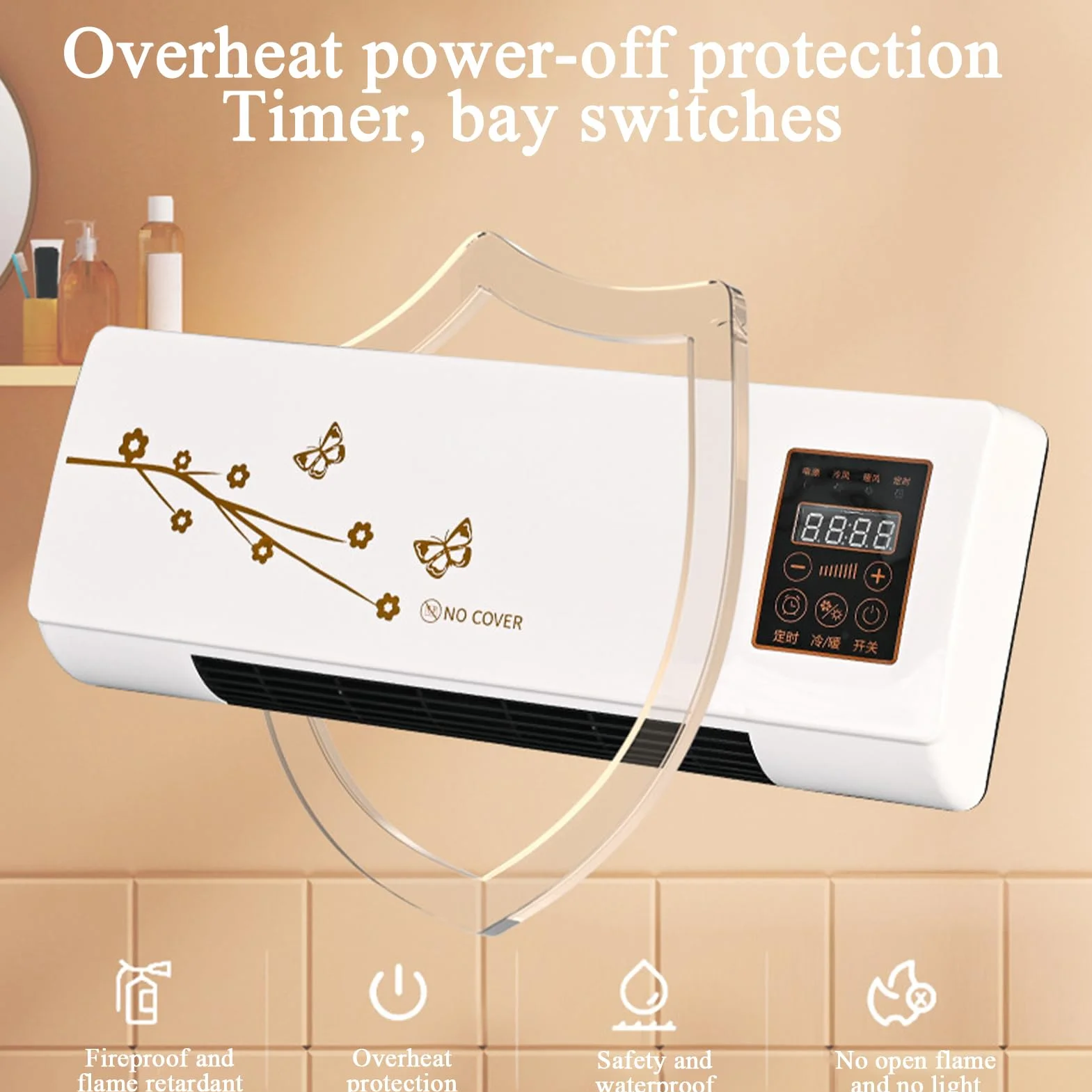 Aire Acondicionado de Pared - Aire Acondicionado Portátil,Con Función Frío y Calor, Silencioso y Temporizador 24H para Cocina, Coche, Hogar, Apartamento,