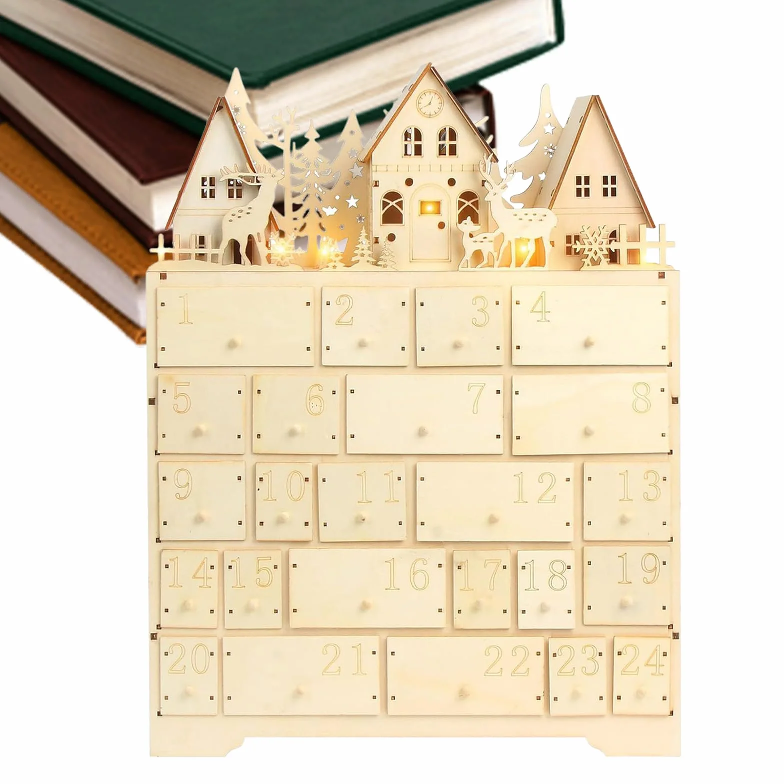 Calendario De Cuenta Atrás Para Navidad 2025 Decoración De Adviento En | Calendario De Cuenta Atrás De Madera Con 24 Cajones Para Adultos Familia Amigos Niños