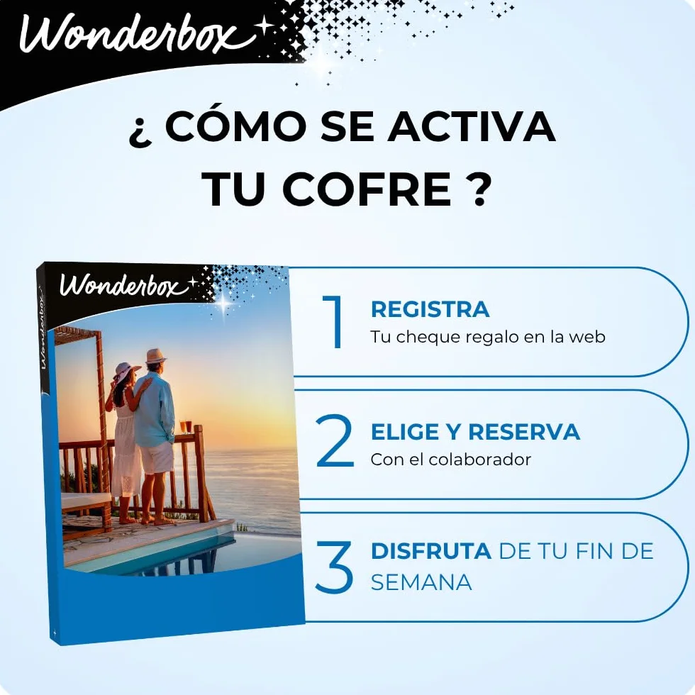 WONDERBOX - Caja Regalo - Escapada Romántica - para 2 Personas | 1 noche con desayuno con o sin cena - Más de 2000 estancias - Hoteles de 4*, hoteles boutique, con spa, casas rurales