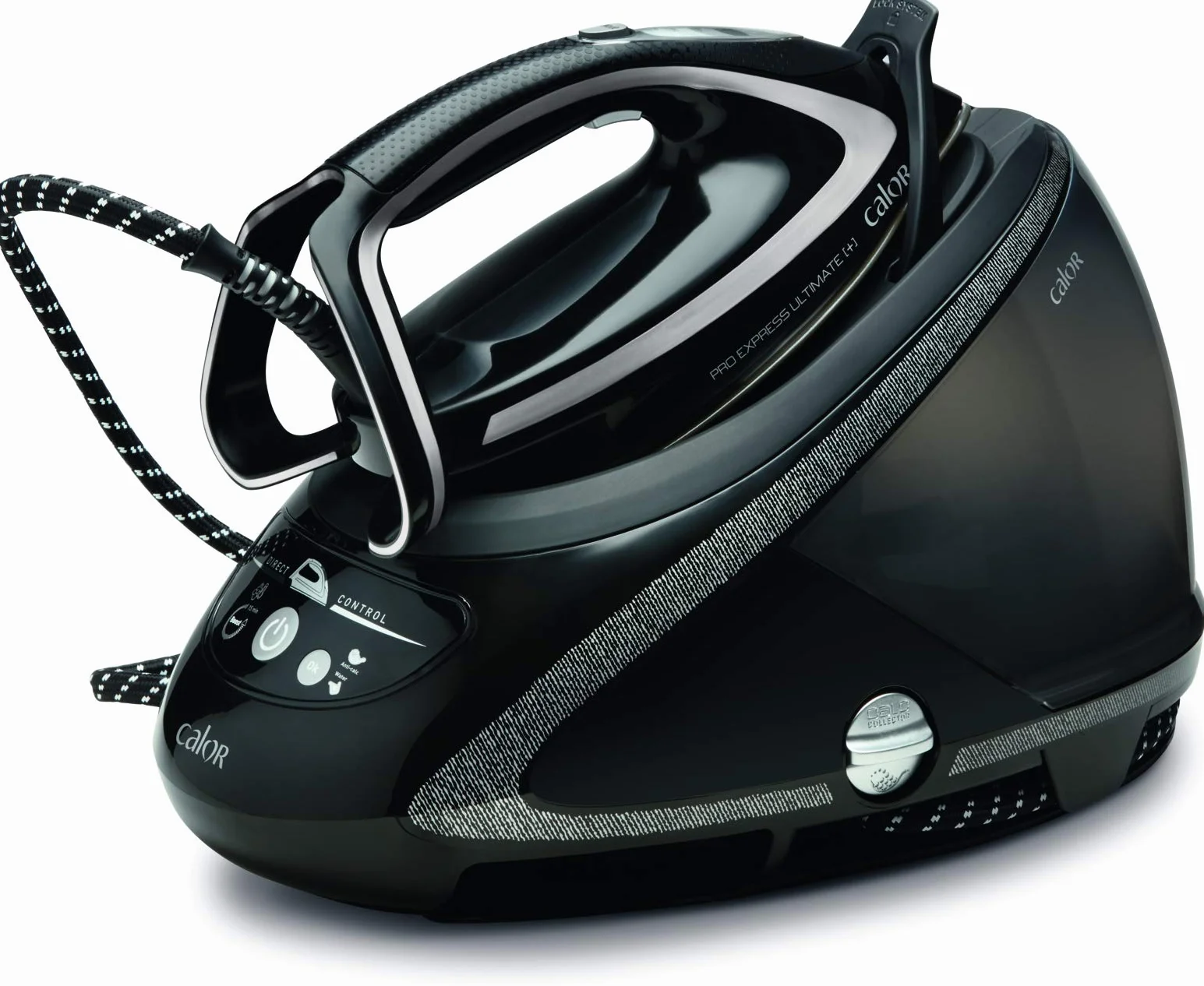 Calor Vapor de tecnología Función Pro Express Ultimate Pure+ GV9610C0-Centro de Planchado Profesional de Alta presión (650 g/min), 2830 W, 1.9 litros, Negro y Plateado