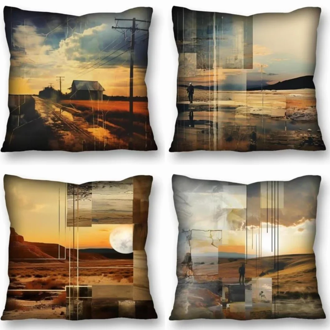 Juego de 4 Fundas de Cojines 70x70 cm Cojines abigarrado Fotos antiguas Funda Cojin Cuadrados de Lino Fundas Cojines Sofá Cojines Decorativos para Salón Dormitorio Coche Jardín Decoración del Hogar