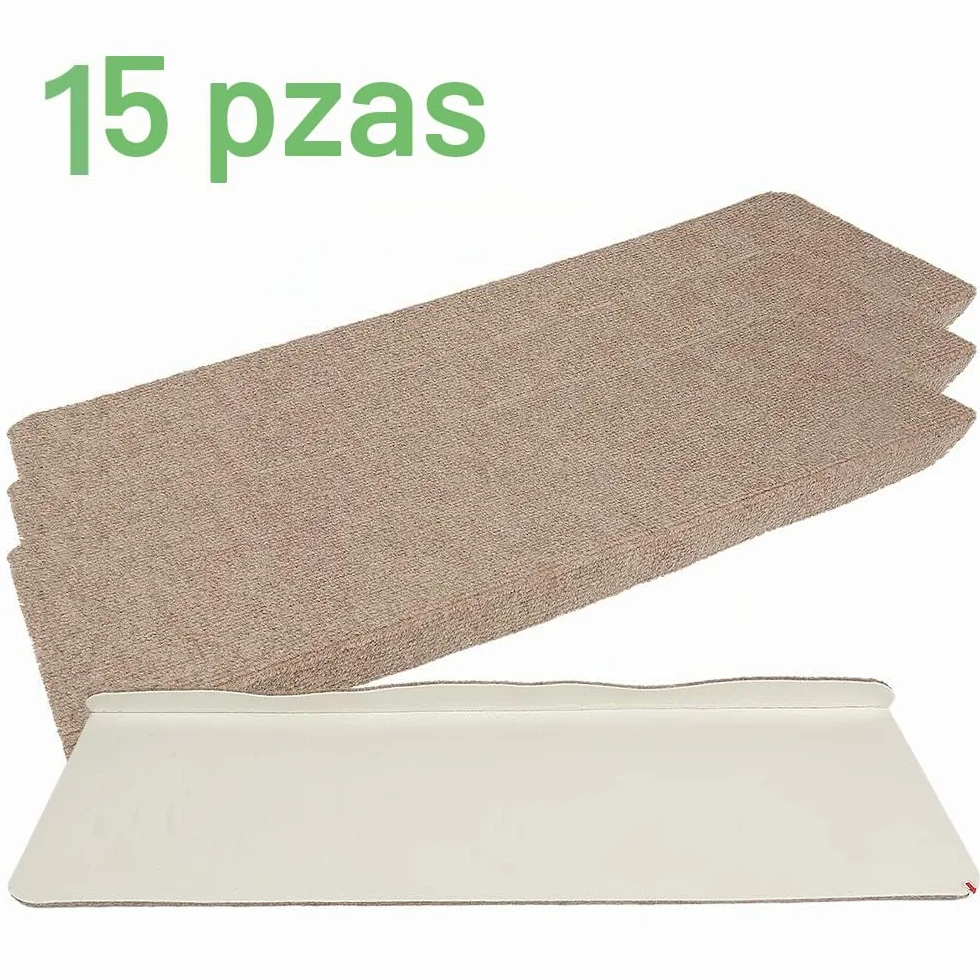 HUOLE 15x Alfombrilla Autoadhesiva Escalera Protector Alfombra Peldaños Adhesivos Decoración Amortiguación Antideslizante Sisal Beige Oscuro (65x25cm marrón)