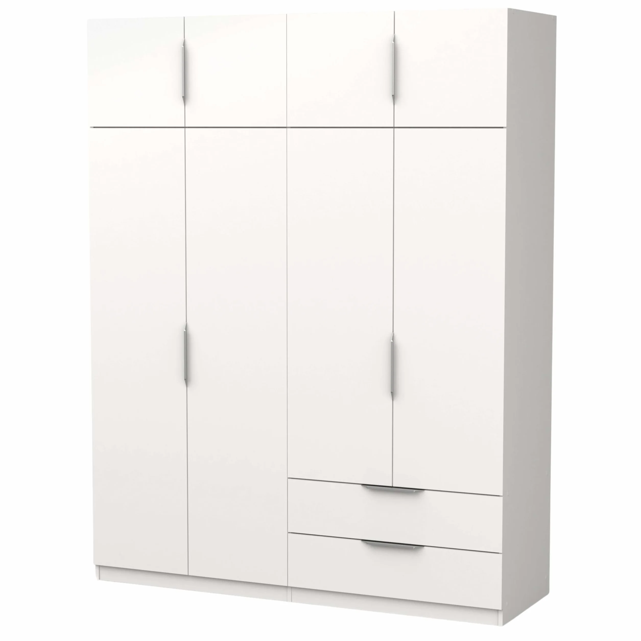 Miroytengo Armario Ghost Grande, Vestidor con Diferentes Compartimentos, 8 Puertas y 2 Cajones, Blanco Mate o Roble Kronberg o en Blanco y Roble 203x158x51 cm
