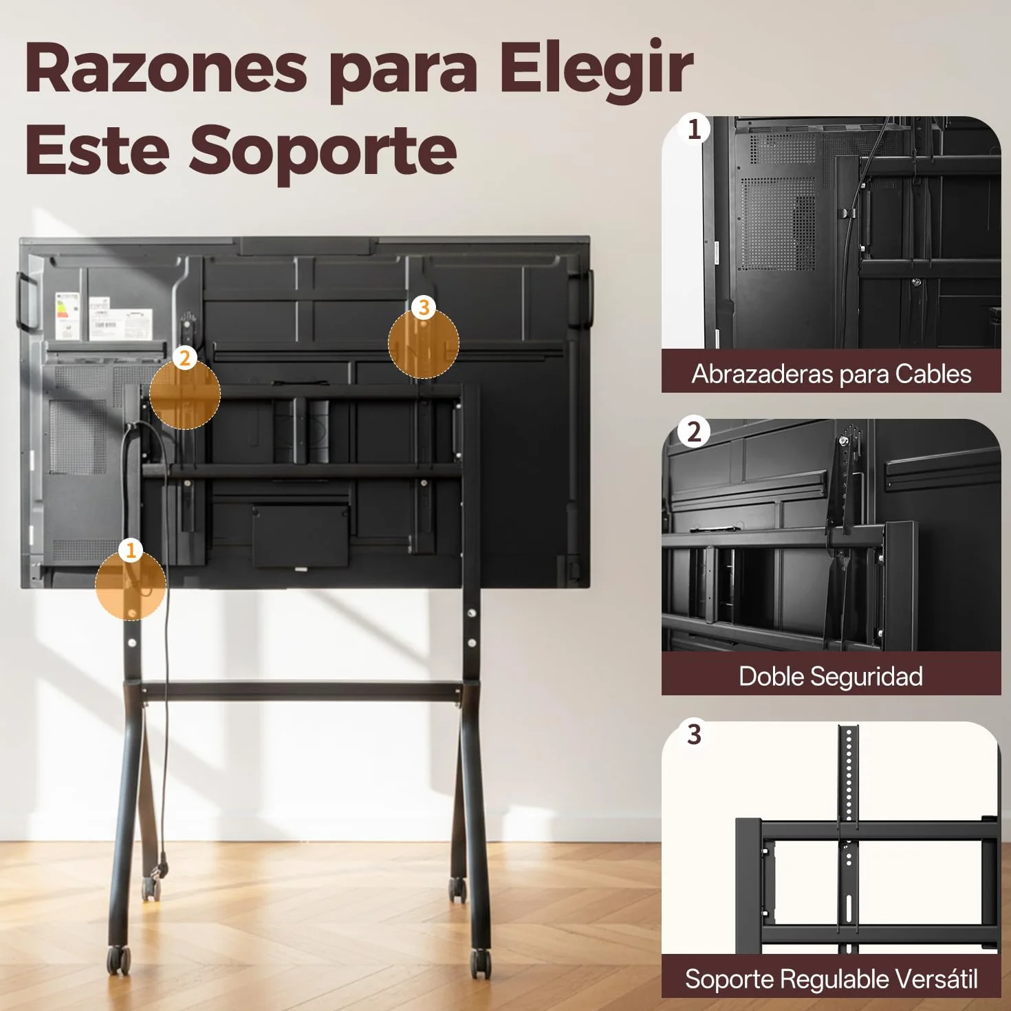 JAV Soporte para Pizarra Inteligente de 47”-65” con Rueda de Bloqueo de 360 para la Oficina o el Aula Moderna