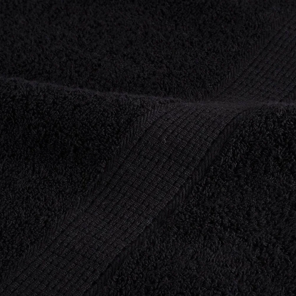 Juego de 8 toallas SOLUND de color negro, 600 g/m², 100% algodón hilado en anillo, toallas de rizo absorbentes con práctico sistema de fijación para colgar para hotel y hogar,