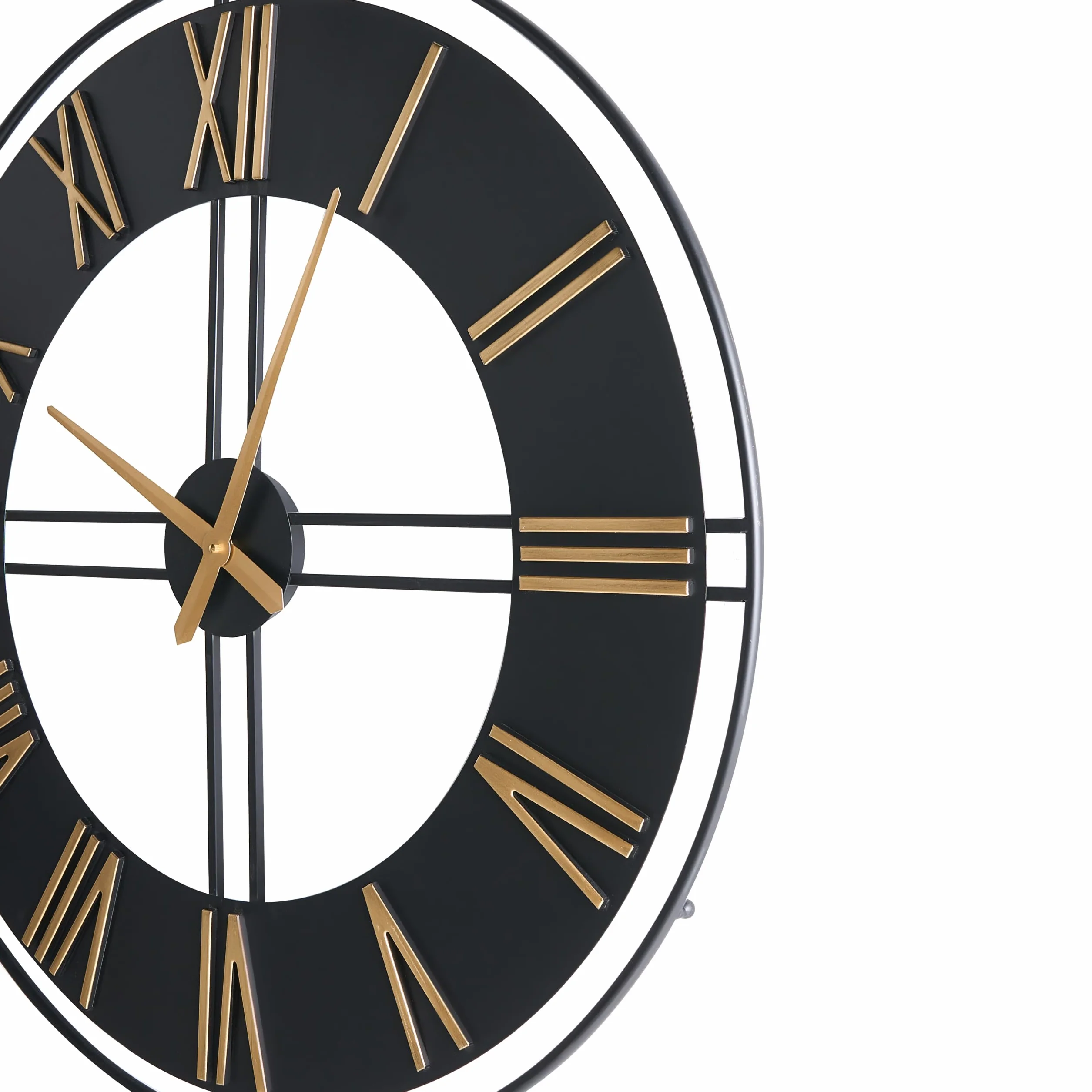 Beliani Reloj de Pared Moderno Colgante Estilo Industrial escandinavo Estructura de Metal Negro Perigny