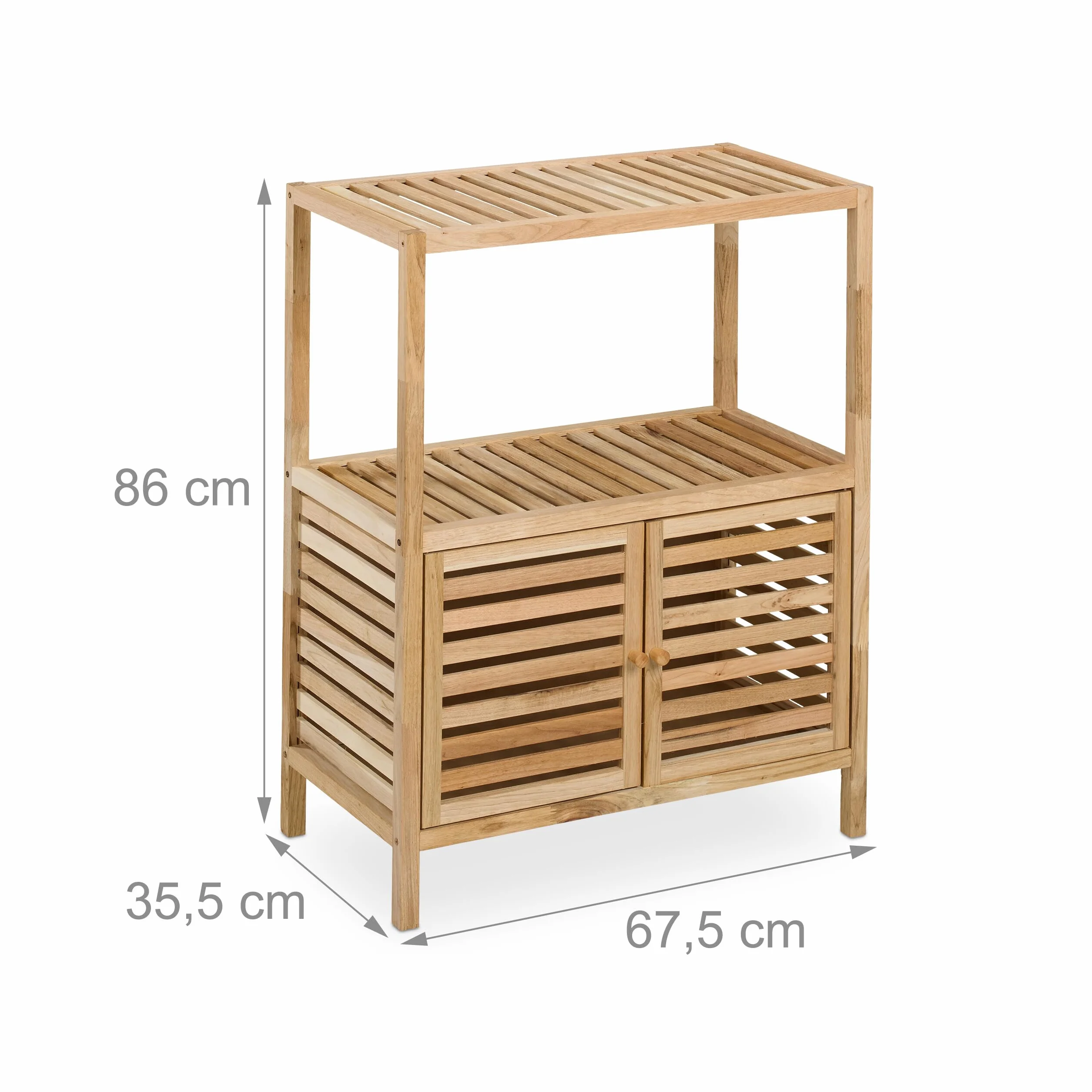 Relaxdays Mueble de Baño Nogal 86x67,5x35,5 cm Estantería con 2 Puertas