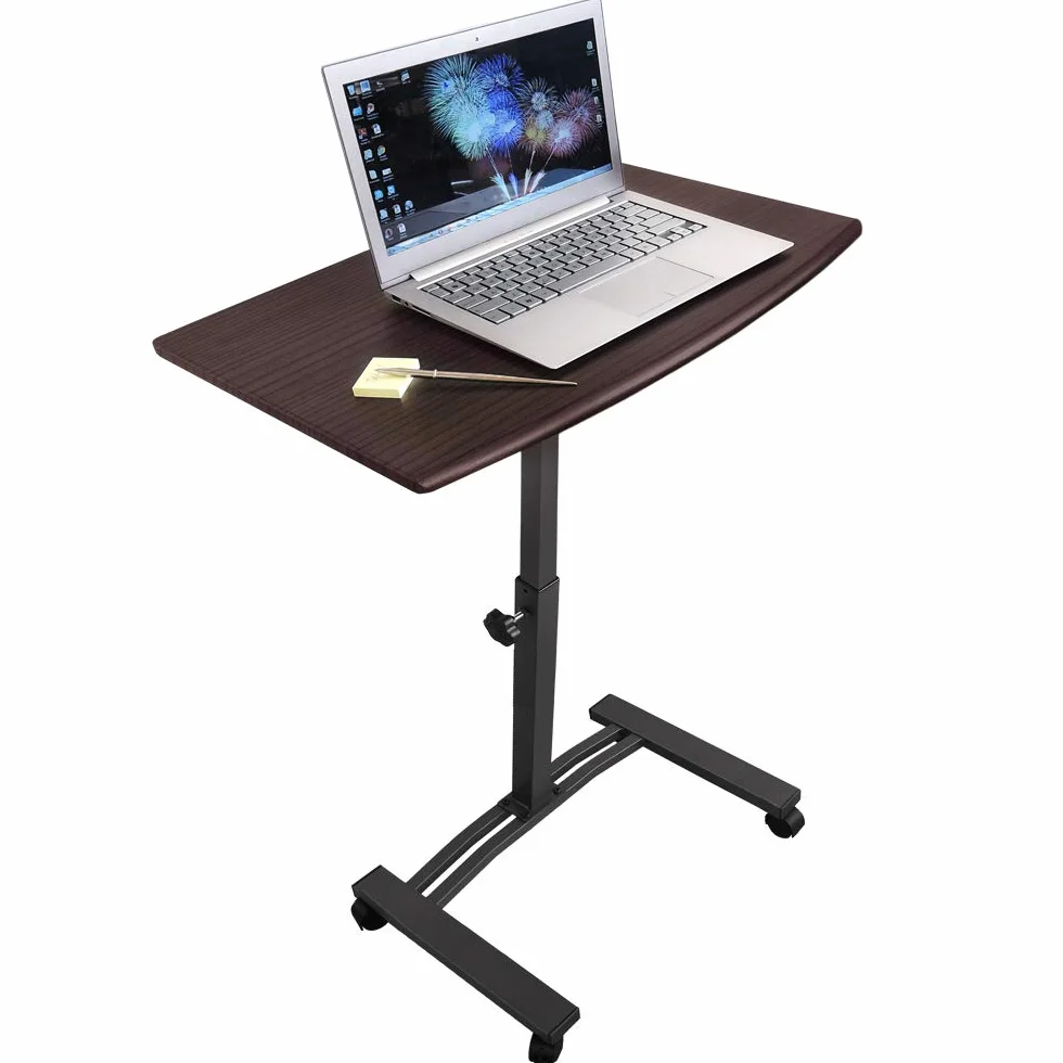 Tatkraft Salute Escritorio de Pie Móvil para Ordenador Portátil | Mesa Auxiliar de Sofa de Altura Ajustable 52-84 cm | Soporte Laptop con Ruedas de Bloqueo