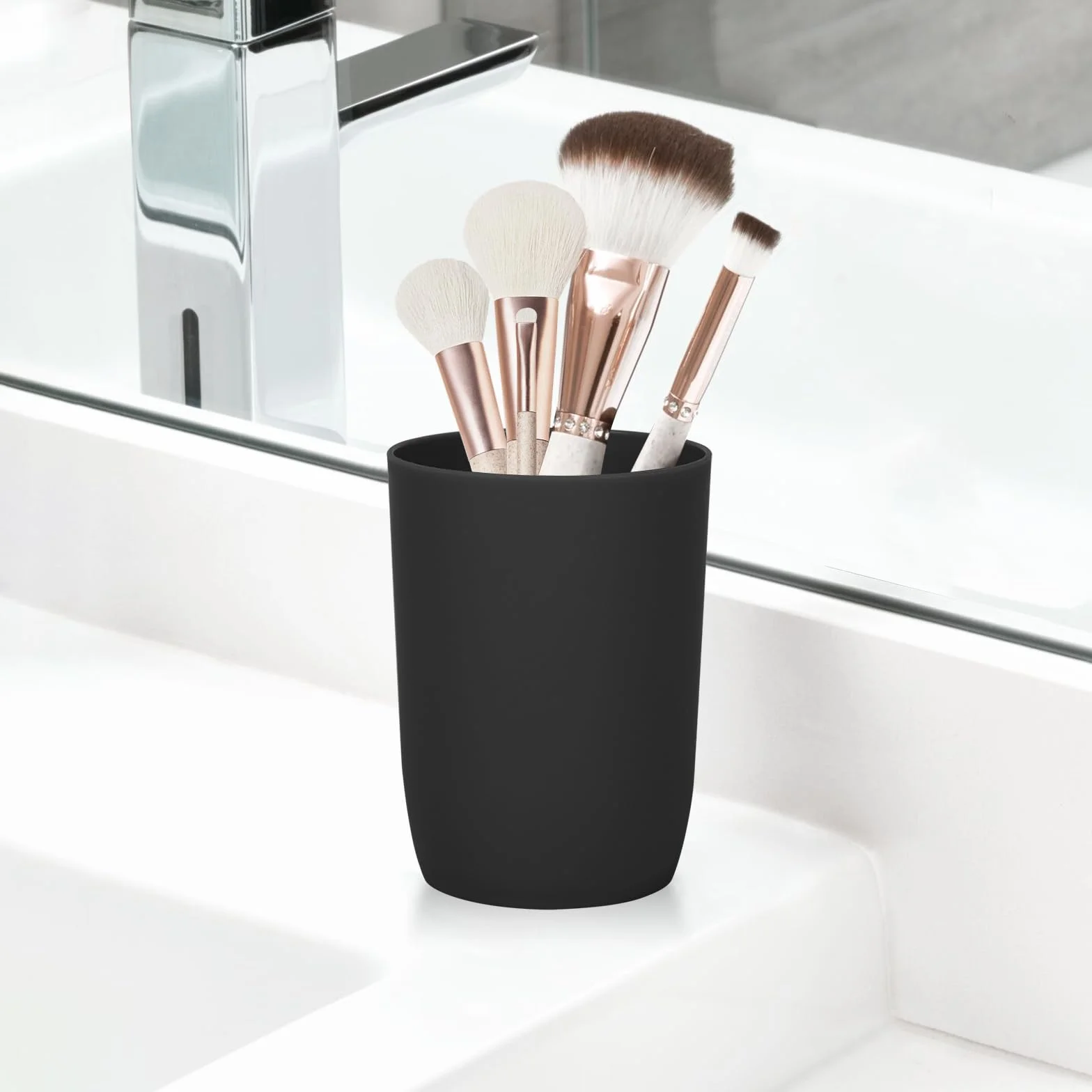 Vasos para cepillos de dientes apilables 4 unidades 280 ml negro