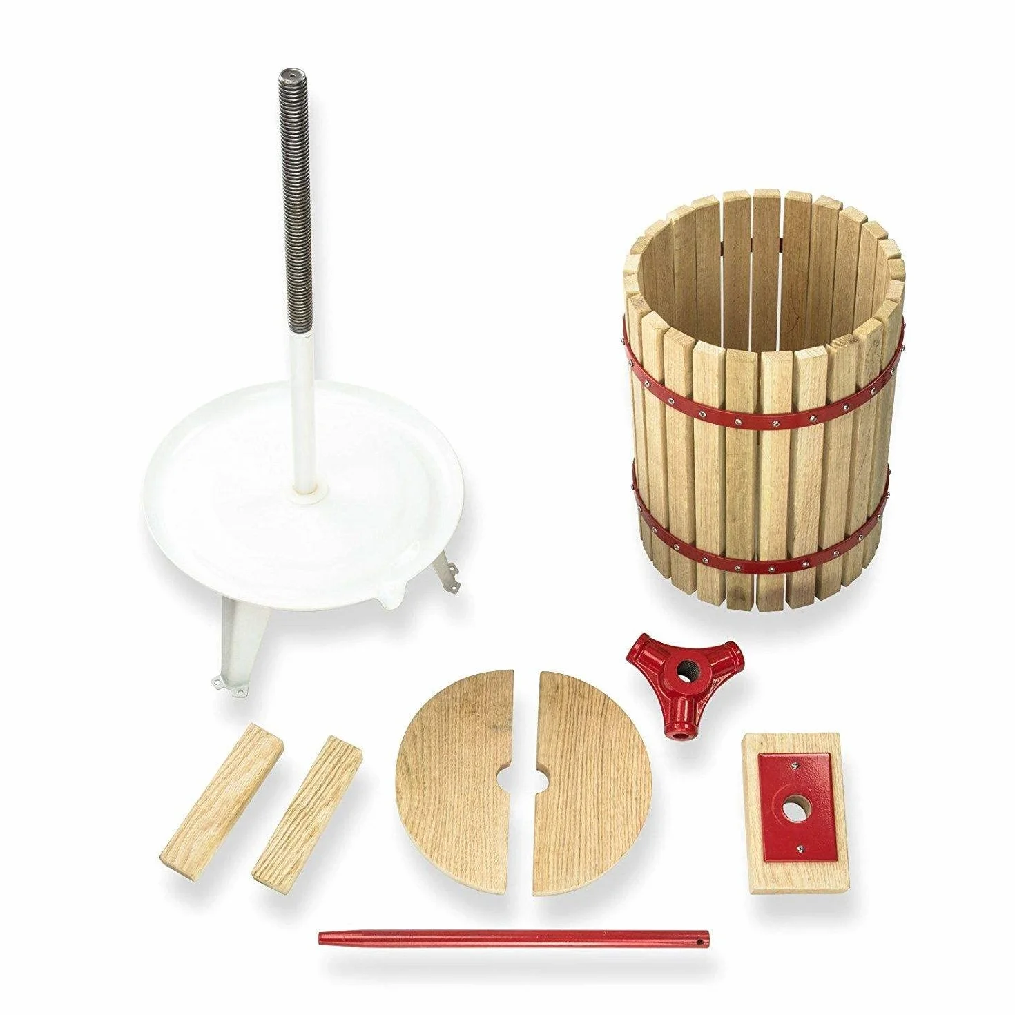 Exprimidor mecánico de frutas y cítricos 12L-FP 12L en madera de roble.