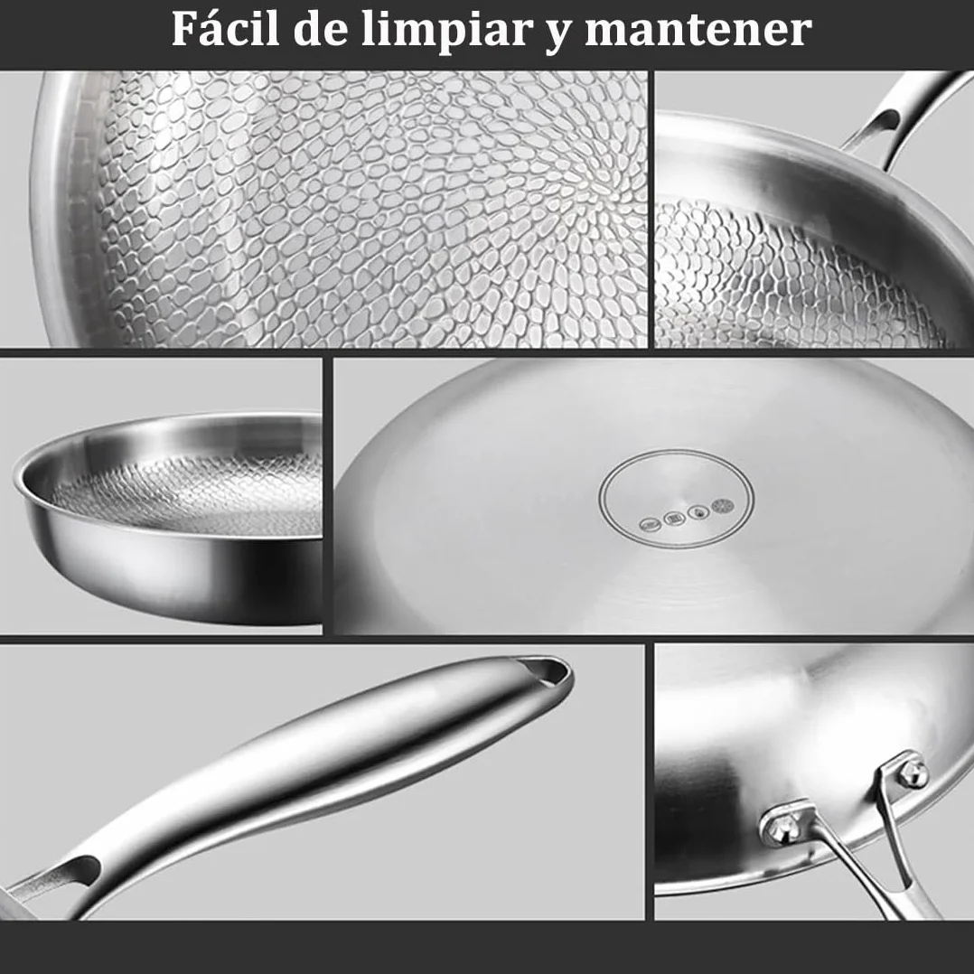Sarten Mireve Acero 304, Sartén de Titanio Antiadherente Mireve, Sarten Titanio Puro, Resistente, Antiadherente, Apta Para Lavavajillas (Sin tapa, S (20CM))